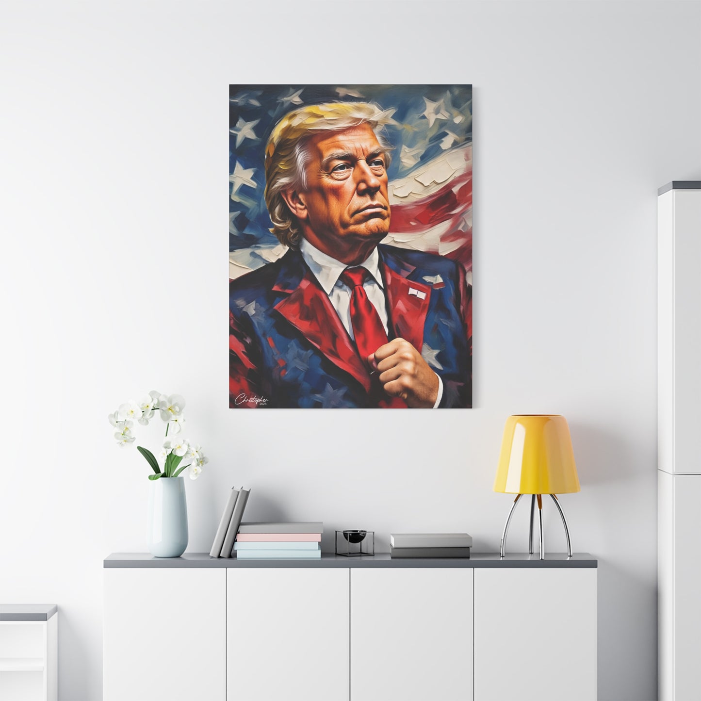 Patriotic Canvas Art, Stretched Wall Decor, Home Office, Gifts for Republicans, Political Enthusiasts, Americana Artwork