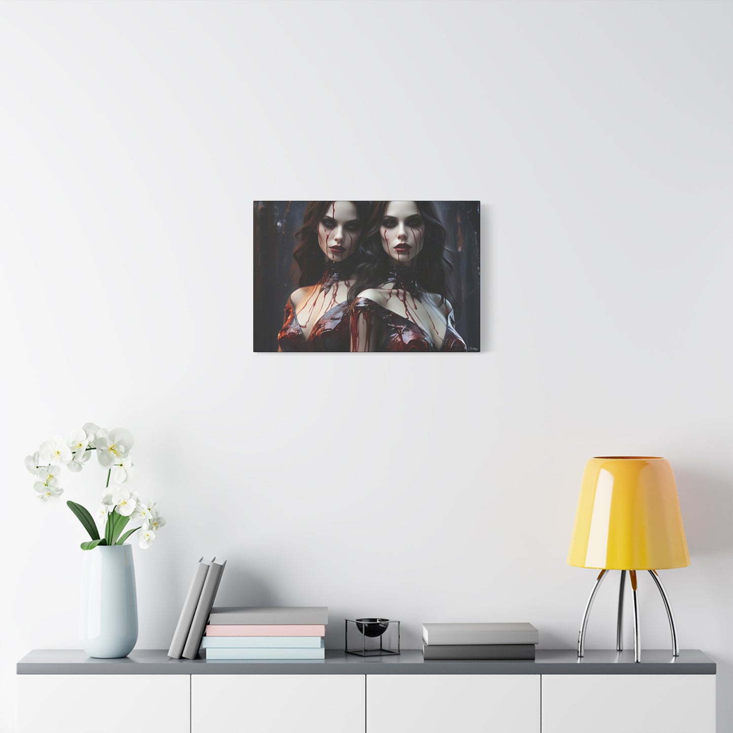 Gothic Vampire Canvas Art, Wall Decor, Horror Artwork, Halloween Home Decor, Spooky Room Accent, Unique Gift Idea
