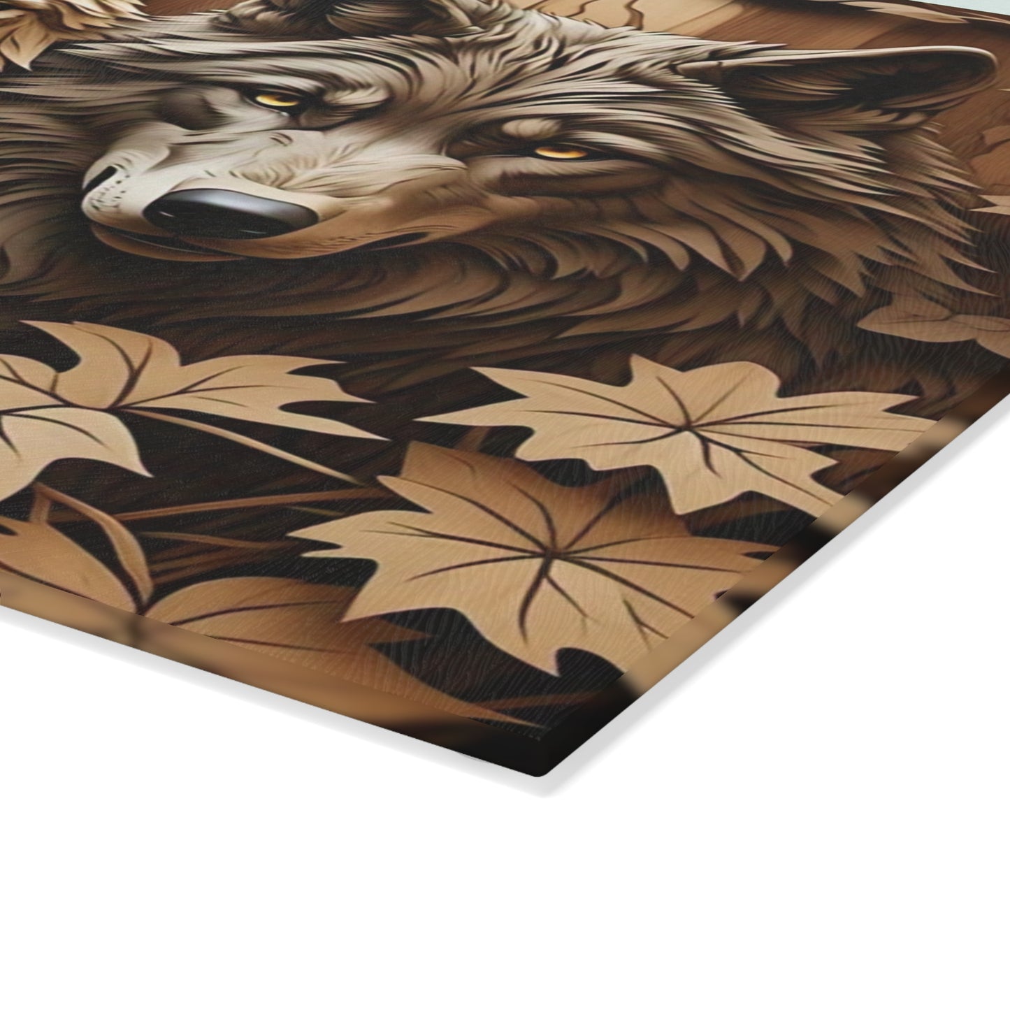 Wolf Family Glass Cutting Board, Kitchen Decor, Rustic Chopping Board, Gift for Nature Lovers, Wildlife Art, Home Cooking
