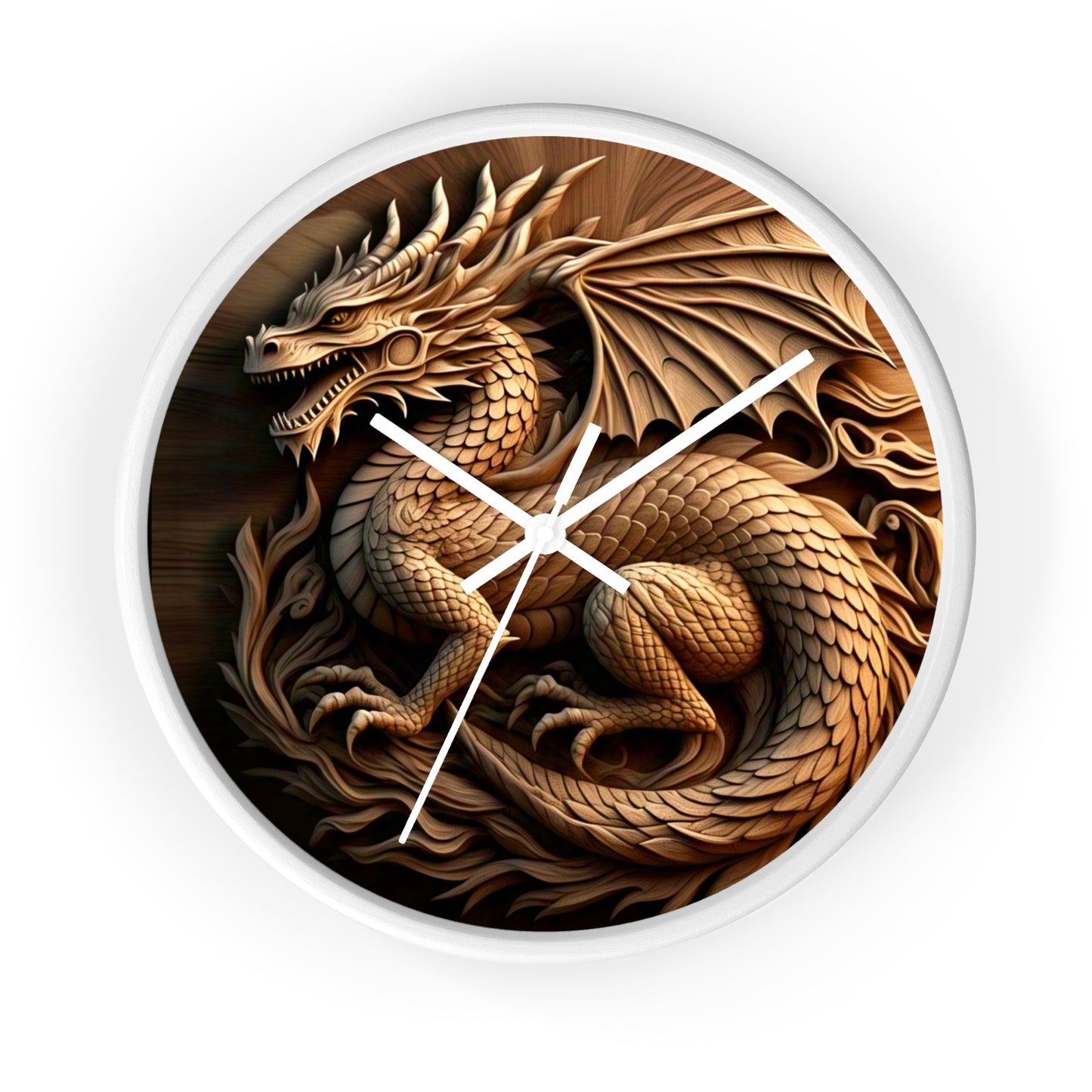 Dragon Carved Wall Clock, Mythical Decor for Fantasy Lovers, Unique Gift for Home, Office, and Collectors, Perfect for Halloween