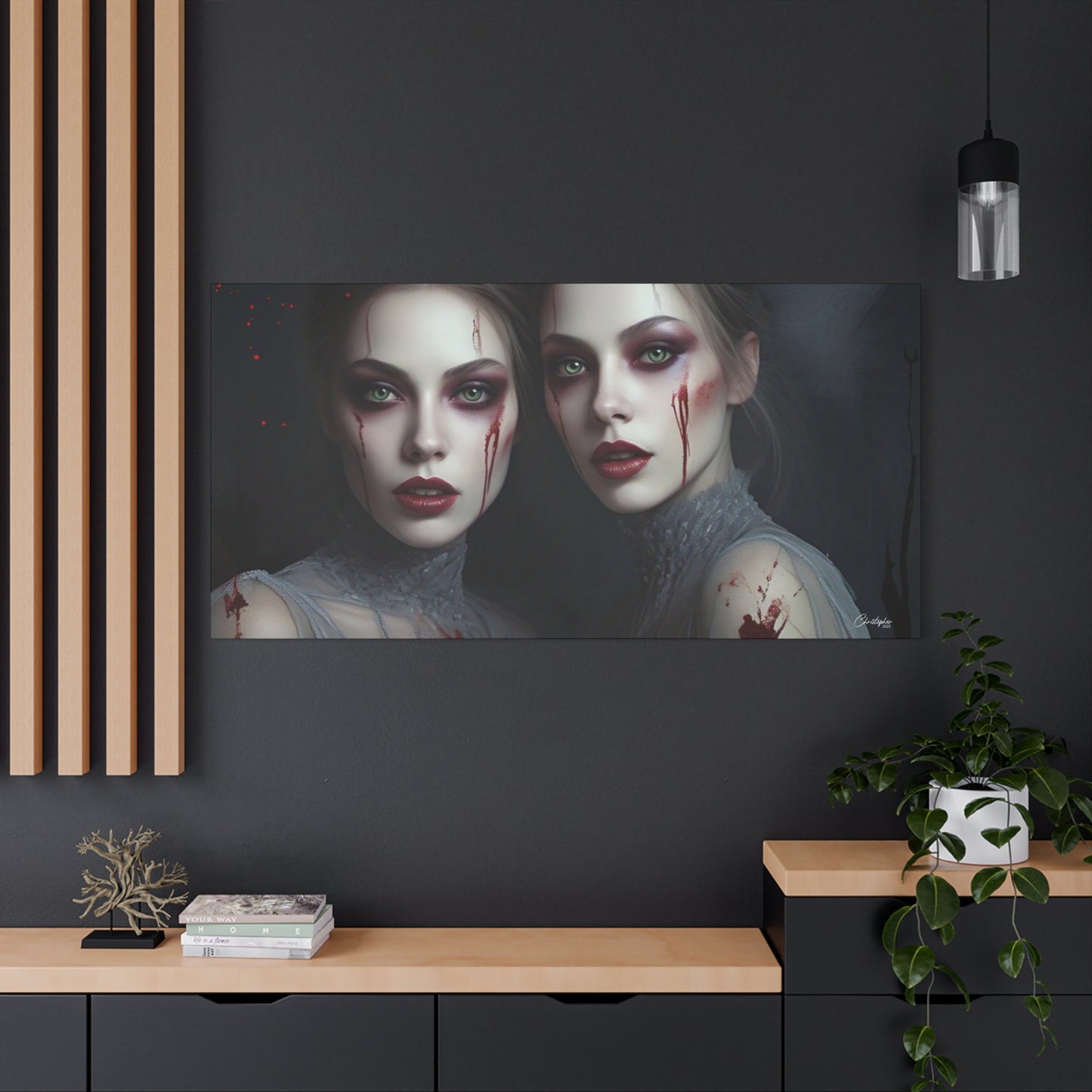 Spooky Art Canvas Print, Matte Canvas, Stretched Wall Decor, Gothic Home Decor, Halloween Art, Unique Gift