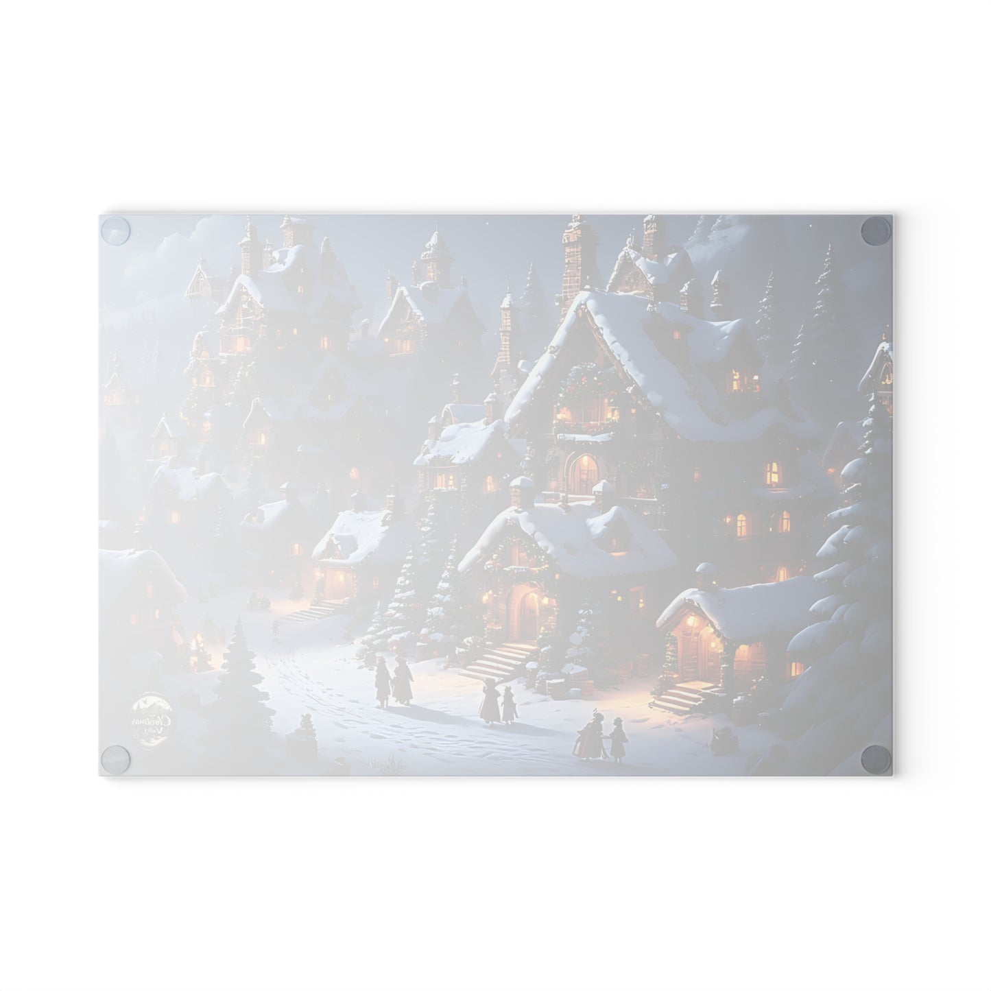 Festive Winter Wonderland Glass Cutting Board | Christmas Kitchen Decor, Holiday Gift, Home & Hearth, Unique Serving Tray, Culinary Art