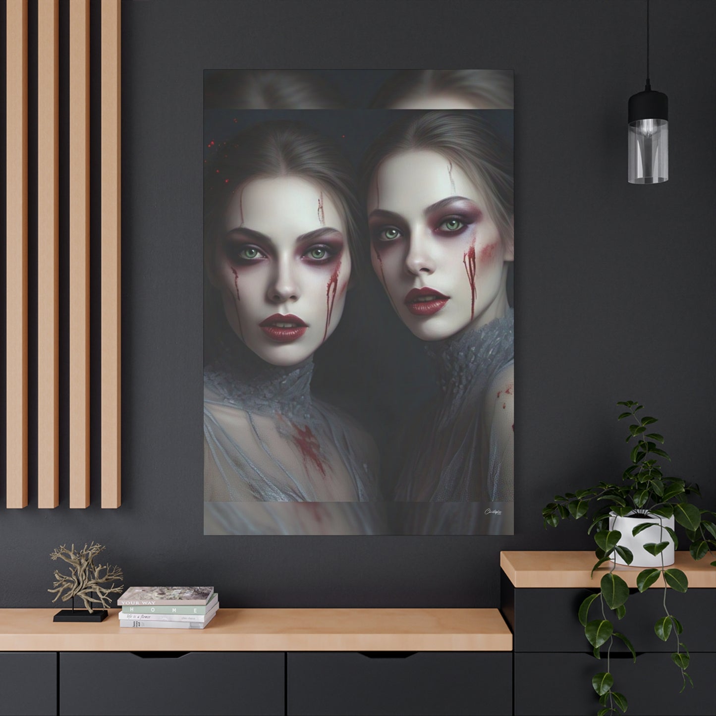 Spooky Art Canvas Print, Matte Canvas, Stretched Wall Decor, Gothic Home Decor, Halloween Art, Unique Gift