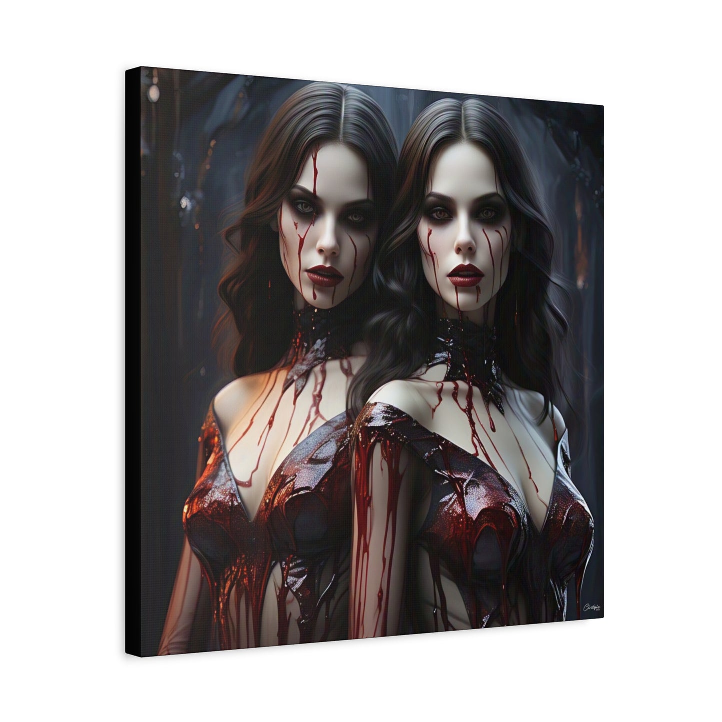 Gothic Vampire Canvas Art, Wall Decor, Horror Artwork, Halloween Home Decor, Spooky Room Accent, Unique Gift Idea