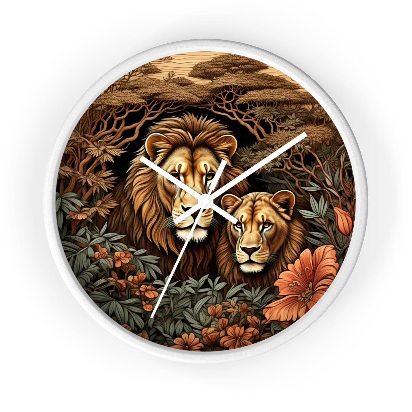 Lion Couple Wall Clock - Roaring Wildlife Decor for Animal Lovers, Modern Home, Unique Gift, Nature Vibes