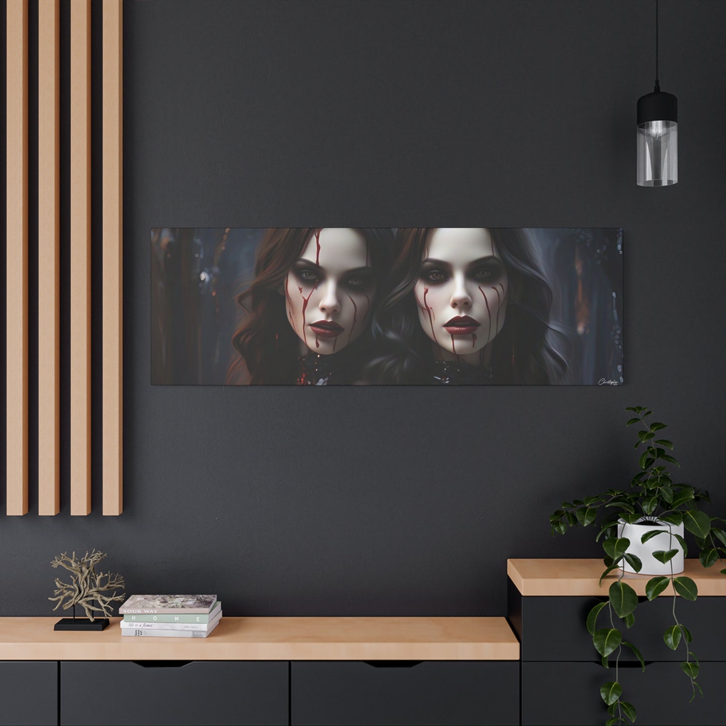 Gothic Vampire Canvas Art, Wall Decor, Horror Artwork, Halloween Home Decor, Spooky Room Accent, Unique Gift Idea