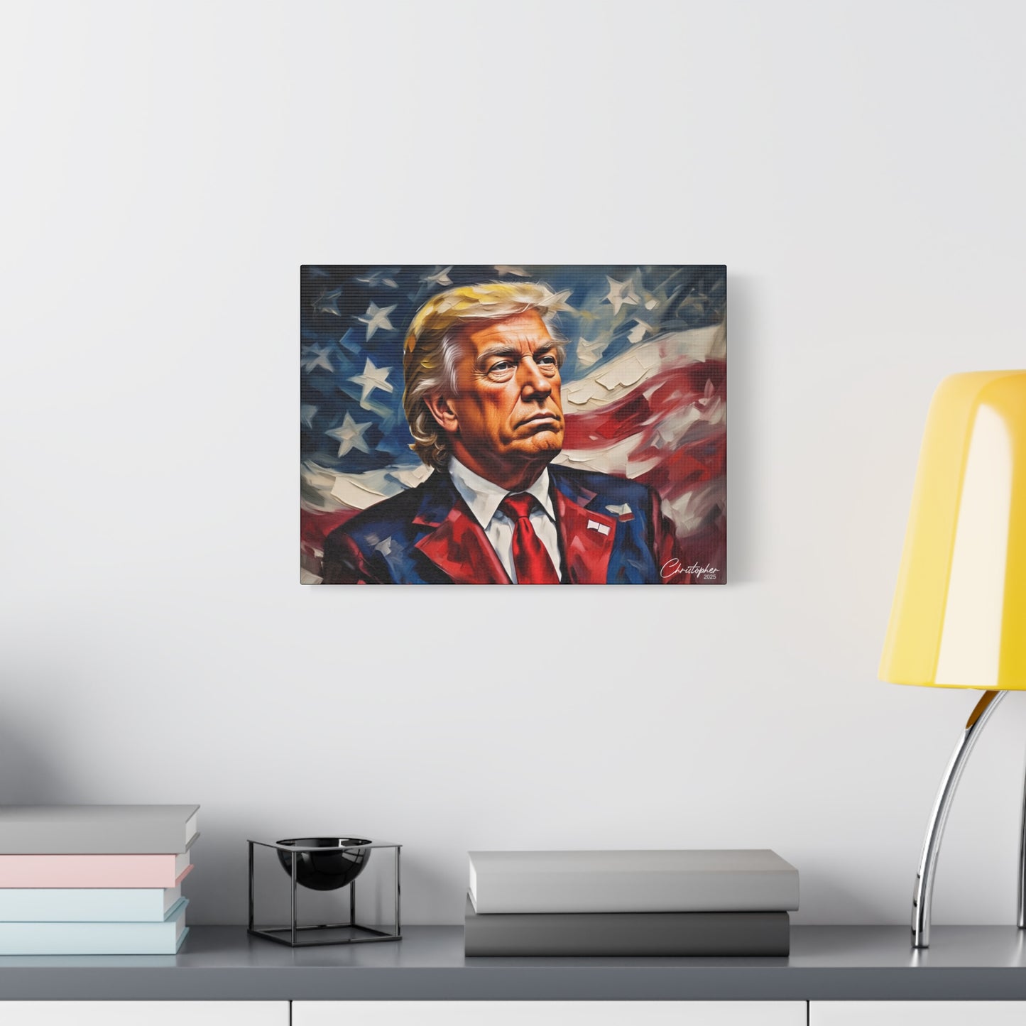 Patriotic Canvas Art, Stretched Wall Decor, Home Office, Gifts for Republicans, Political Enthusiasts, Americana Artwork
