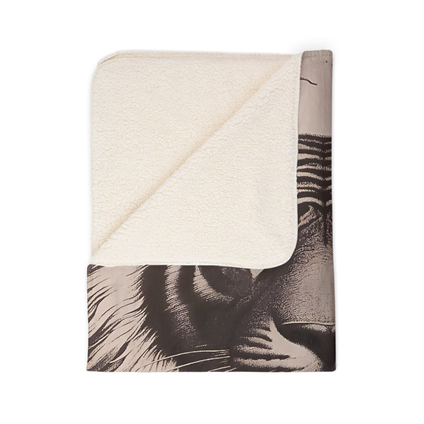 Laser Engraved Original Art Tiger Fleece Sherpa Blanket | Cozy Wildlife Throw for Animal Lovers, Home Decor, Gifts for Nature Enthusiasts, Indoor Comfort