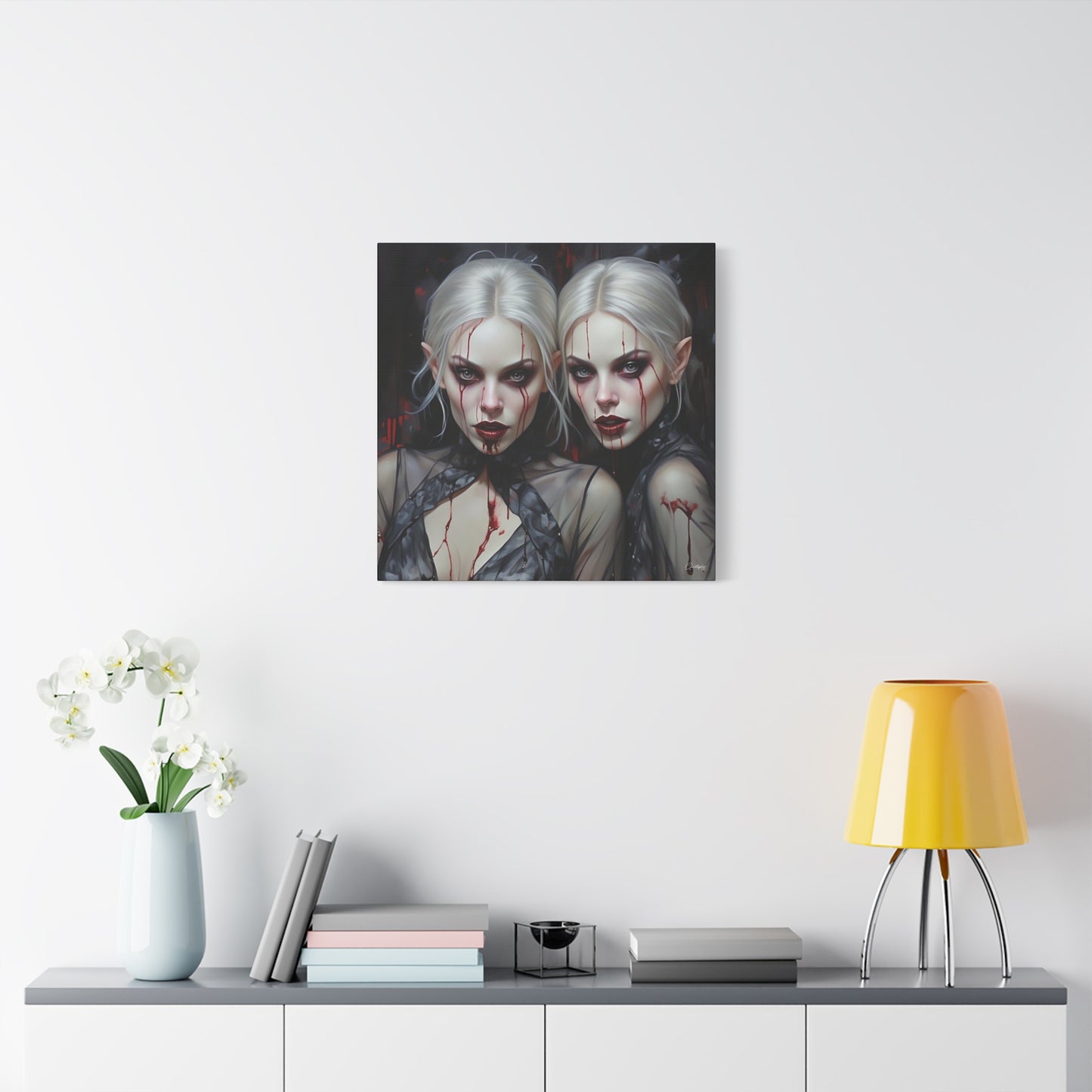 Gothic Canvas Art Print, Dark Fantasy Wall Decor, Horror Art, Halloween Home Decor, Vampire Artwork, Unique Gift for Spooky Season