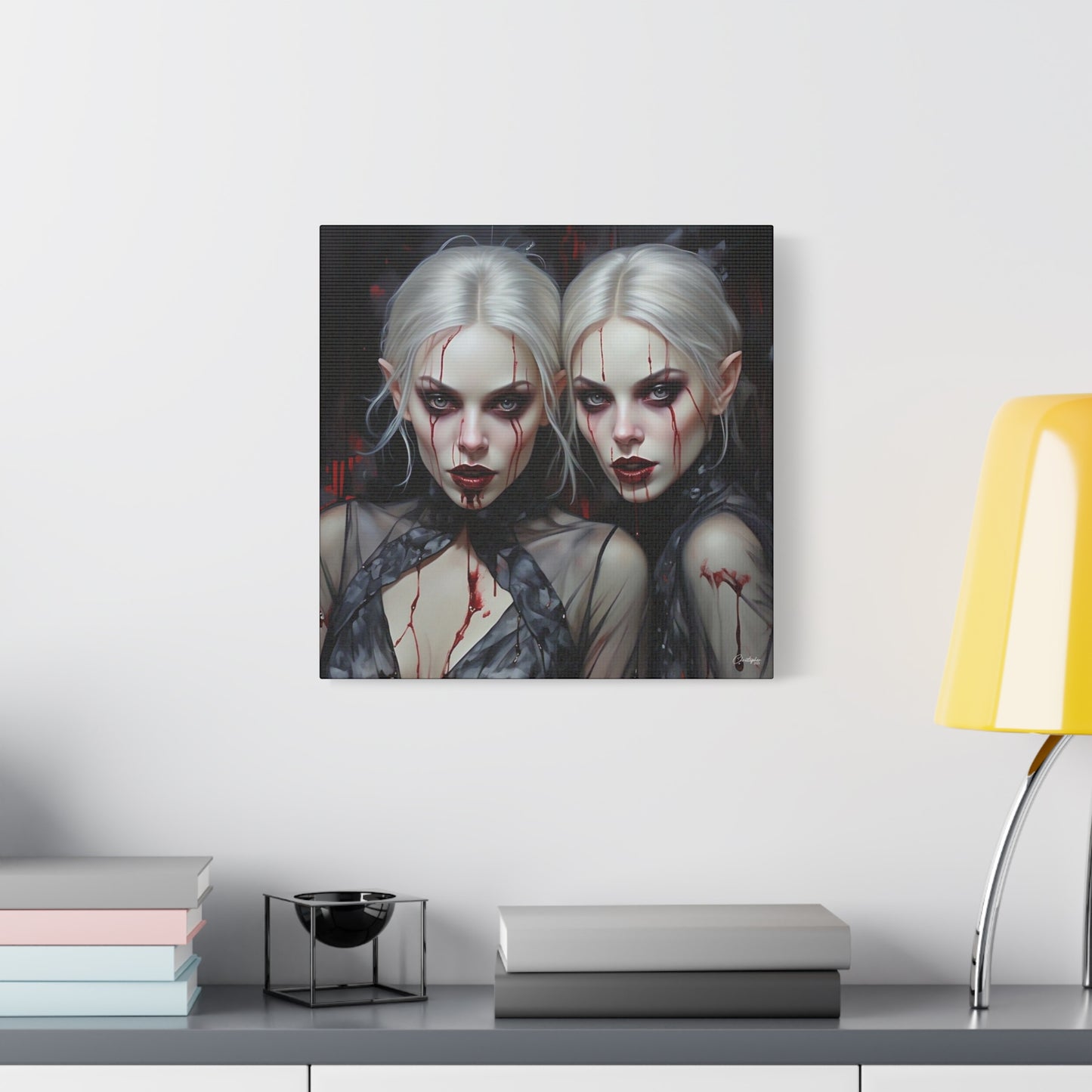 Gothic Canvas Art Print, Dark Fantasy Wall Decor, Horror Art, Halloween Home Decor, Vampire Artwork, Unique Gift for Spooky Season