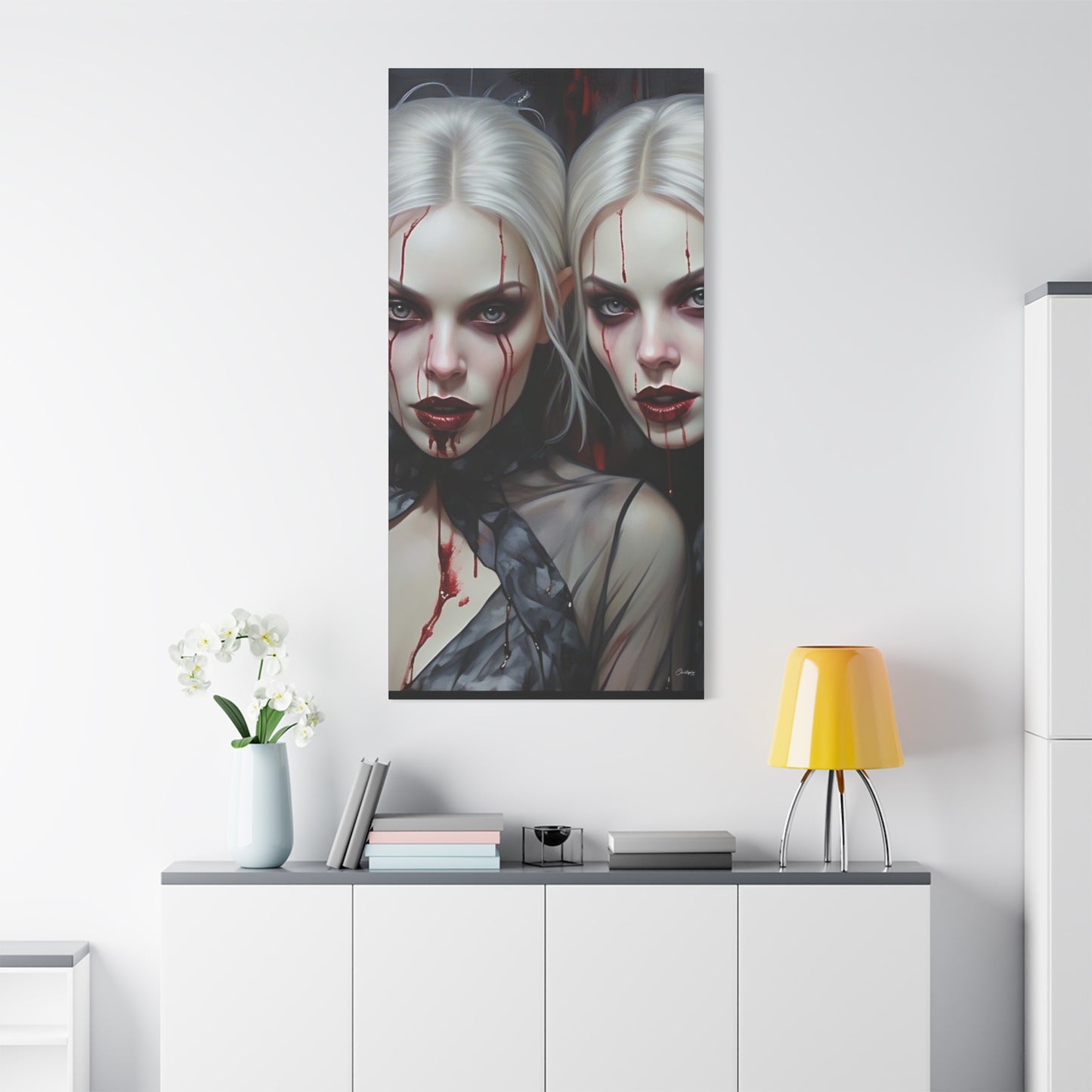Gothic Canvas Art Print, Dark Fantasy Wall Decor, Horror Art, Halloween Home Decor, Vampire Artwork, Unique Gift for Spooky Season