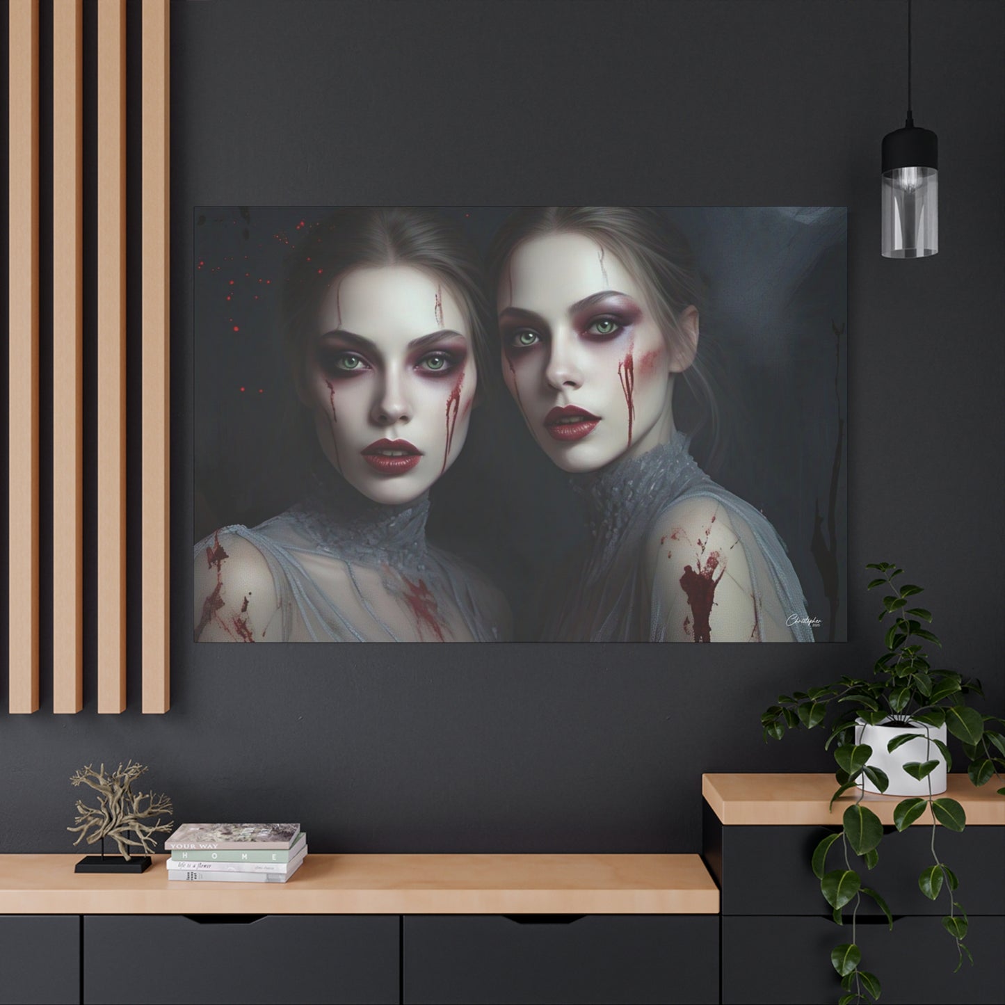 Spooky Art Canvas Print, Matte Canvas, Stretched Wall Decor, Gothic Home Decor, Halloween Art, Unique Gift