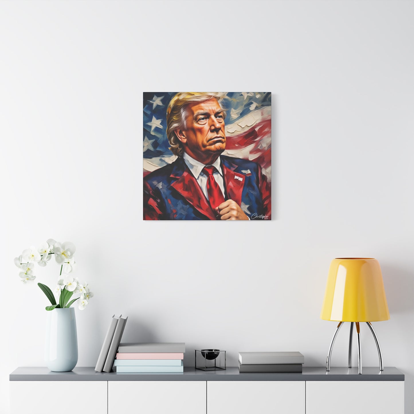 Patriotic Canvas Art, Stretched Wall Decor, Home Office, Gifts for Republicans, Political Enthusiasts, Americana Artwork