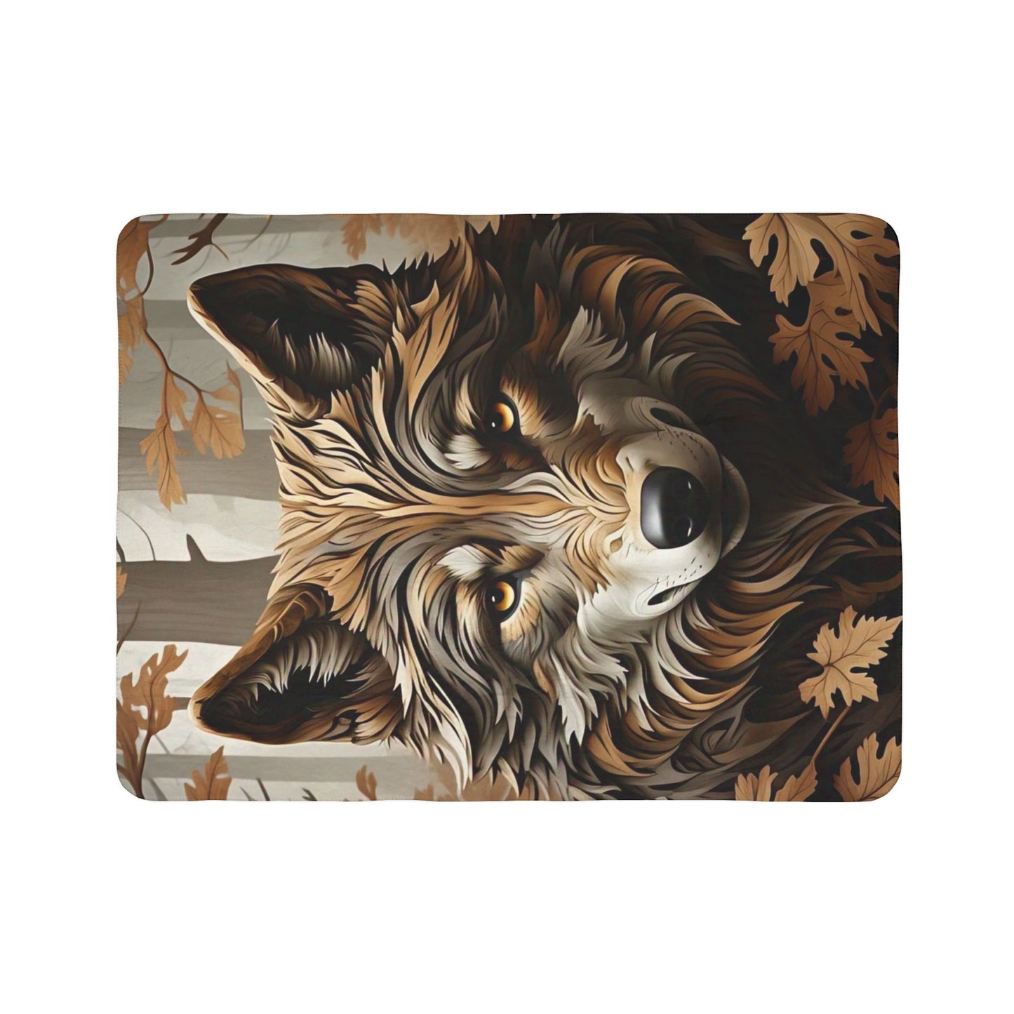 Wild Wolf Fleece Sherpa Blanket, Cozy Blanket for Nature Lovers, Autumn Decor, Gift for Animal Lovers, Cabin and Home