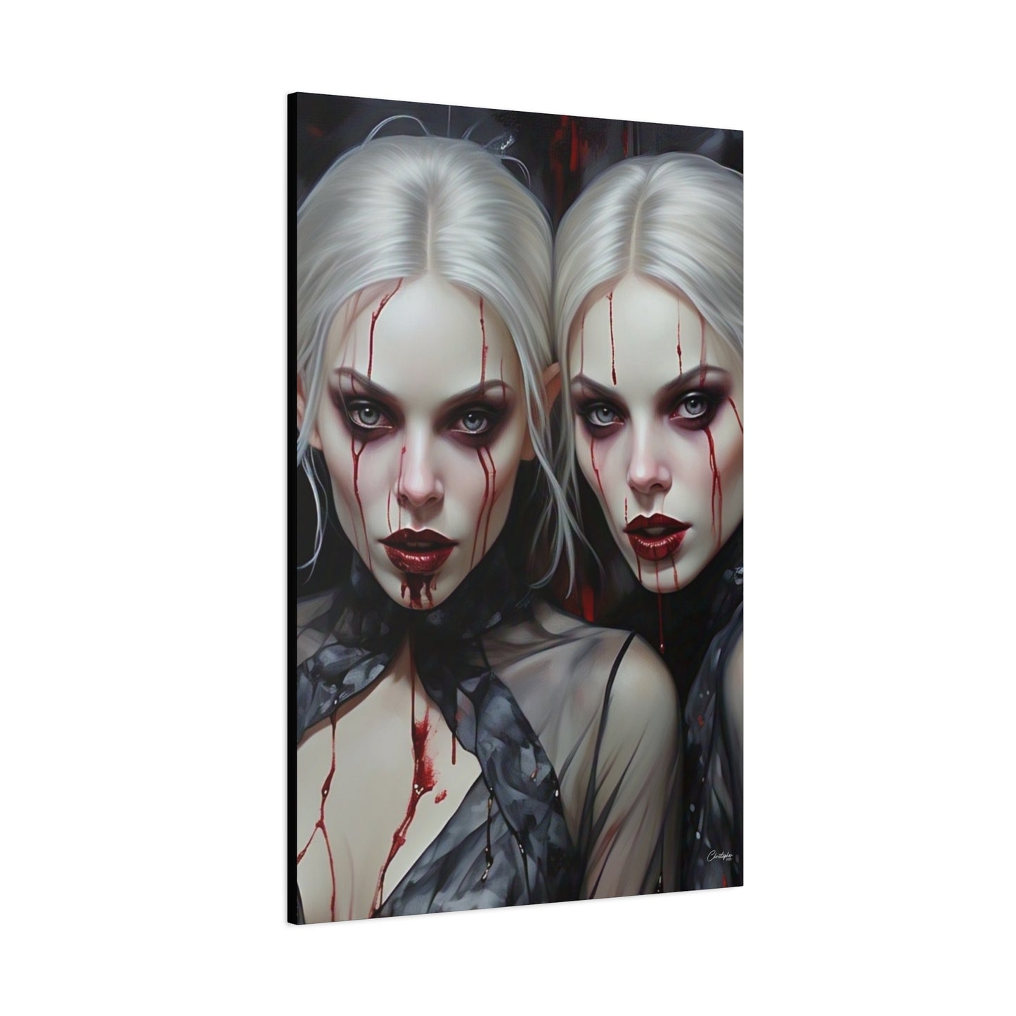 Gothic Canvas Art Print, Dark Fantasy Wall Decor, Horror Art, Halloween Home Decor, Vampire Artwork, Unique Gift for Spooky Season