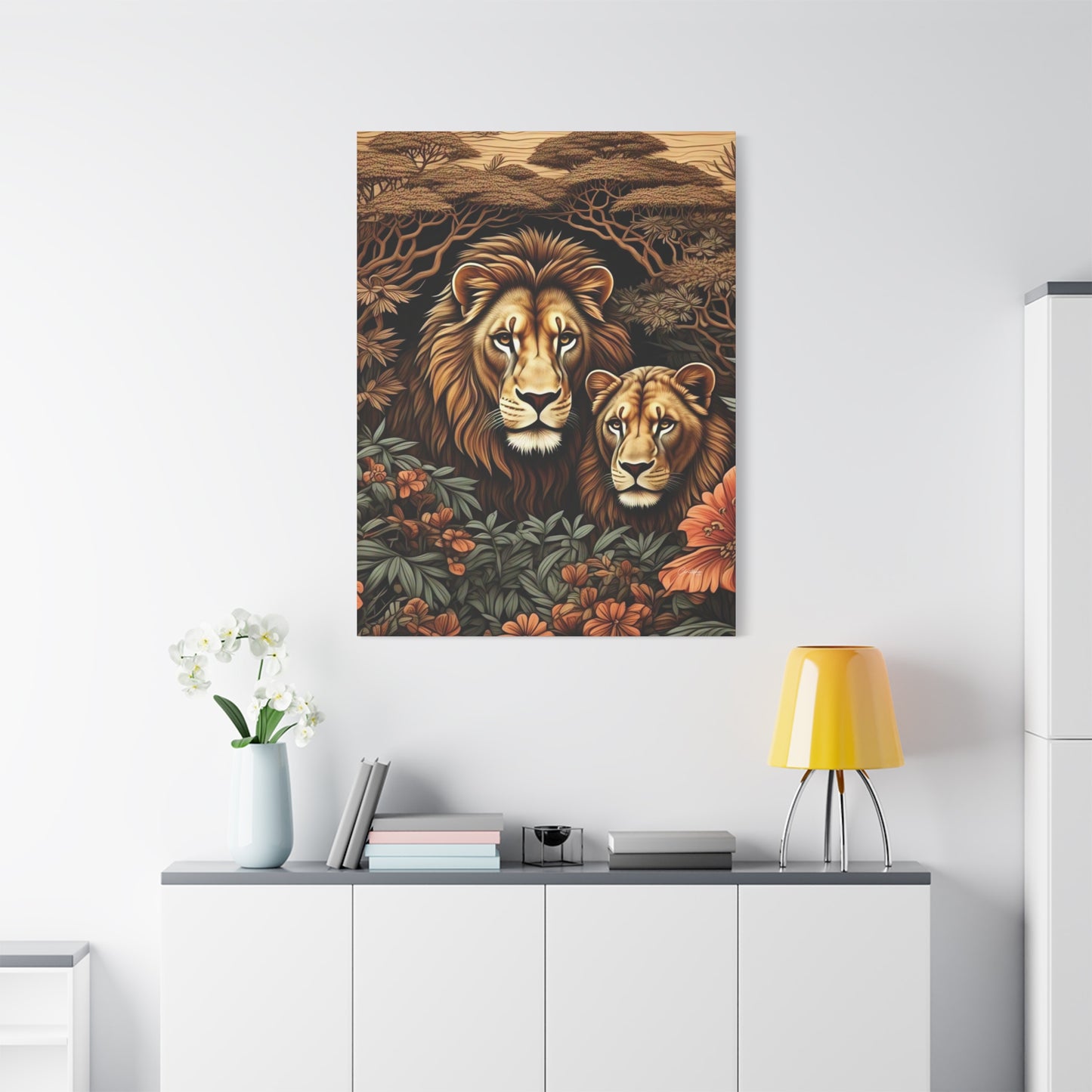 Majestic Lion Family Canvas Wall Art, Animal Lovers Decor, Wildlife Home Accent, Gift for Nature Enthusiasts, Meaningful Family Art