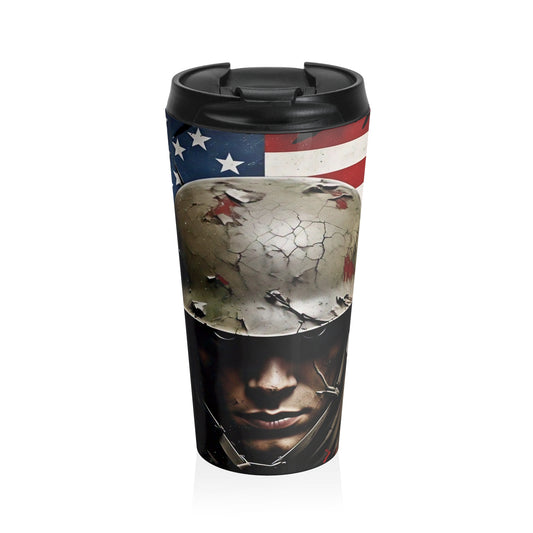 Patriotic Travel Mug, Veteran Appreciation Gift, 4th of July Coffee Cup, Military Hero Mug, American Flag Insulated Tumbler