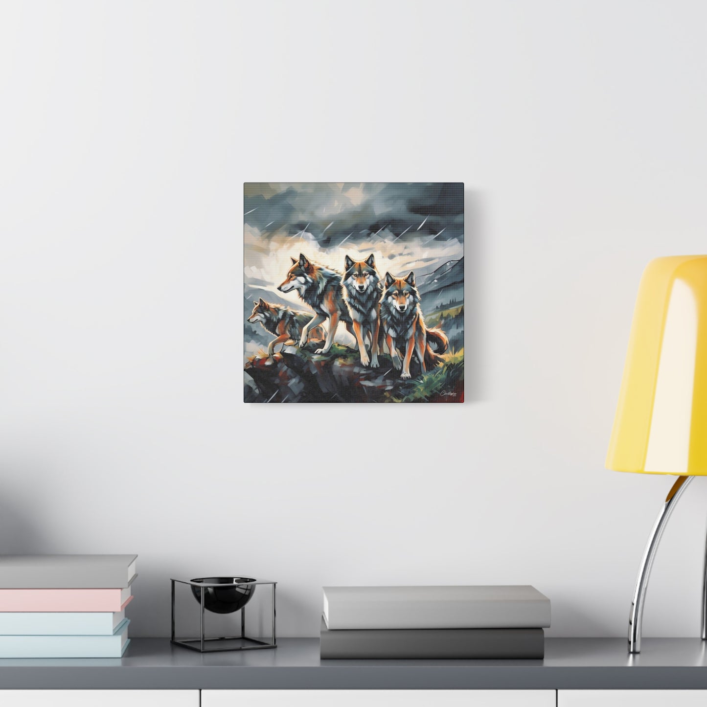 Wolf Family Matte Canvas Art, Home Decor, Animal Lovers Gift, Nature Wall Art, Wildlife Art Print, Outdoor Enthusiasts Decor