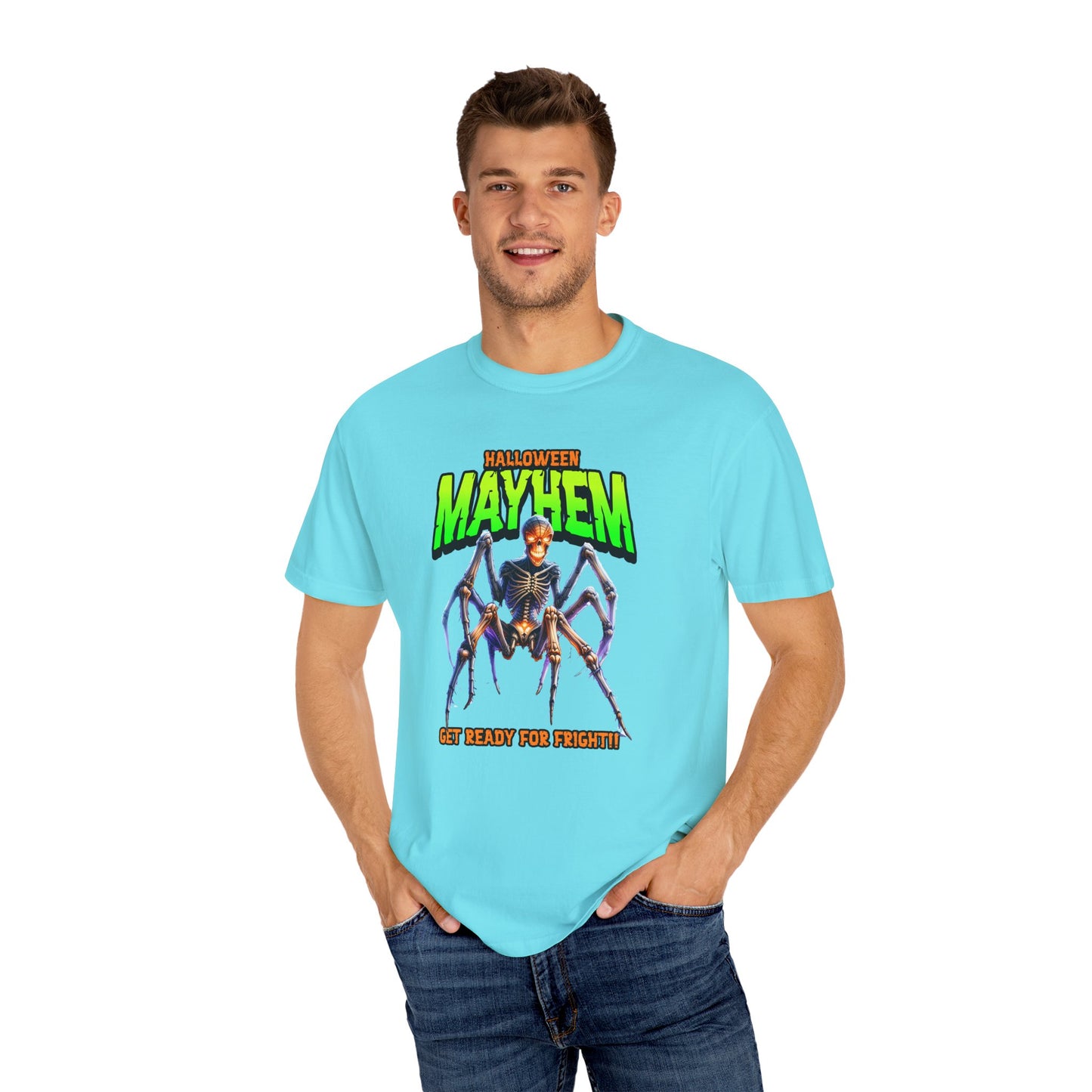 Halloween Mayhem Unisex T-Shirt, Spooky Tee for Men & Women, Perfect for Halloween Parties, Trick or Treat, Eerie Vibes, Unique Costume