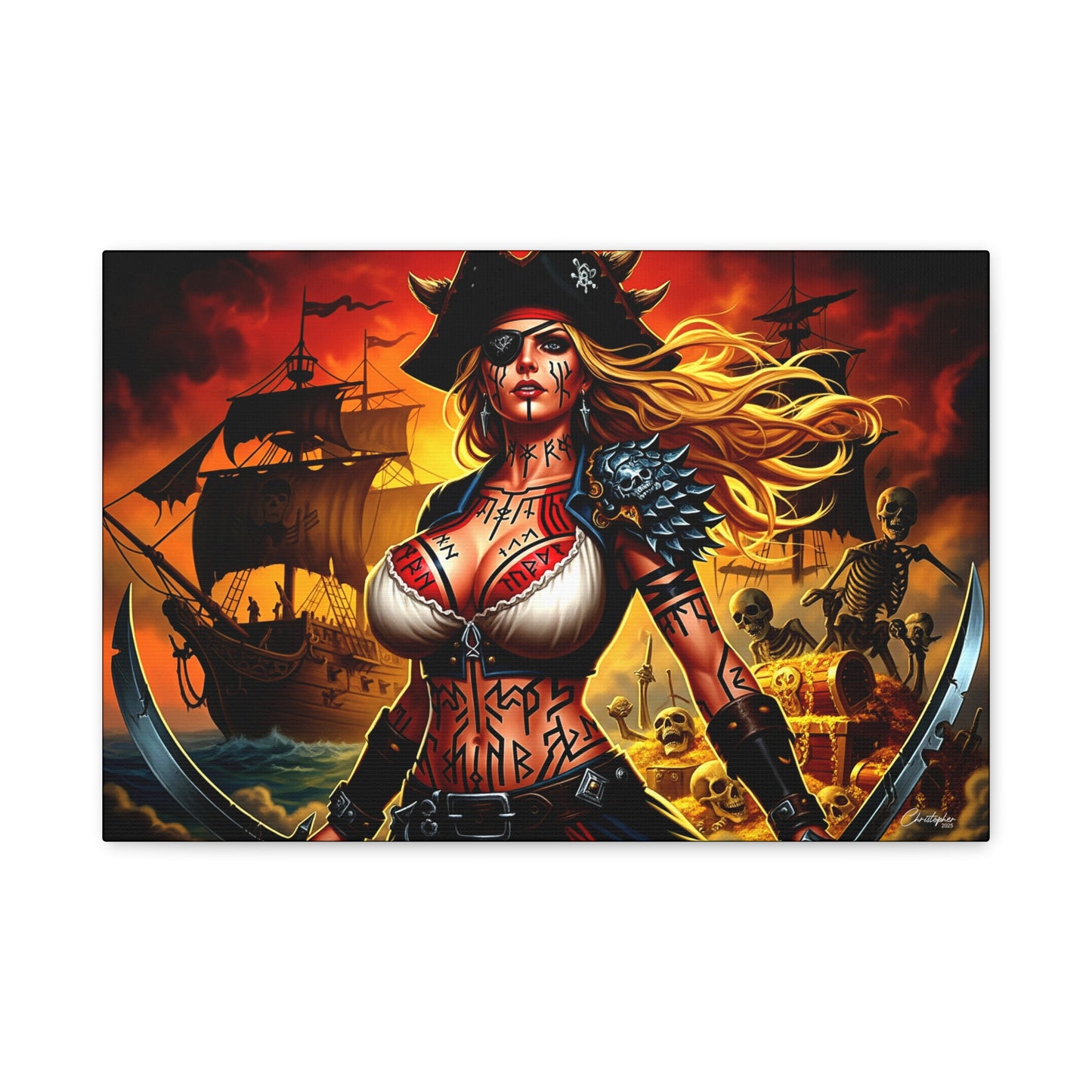 Bold Pirate Canvas Print, Nautical Wall Art, Gothic Home Decor, Pirate Lover Gift, Spooky Halloween Decoration, Adventure Wall Hanging