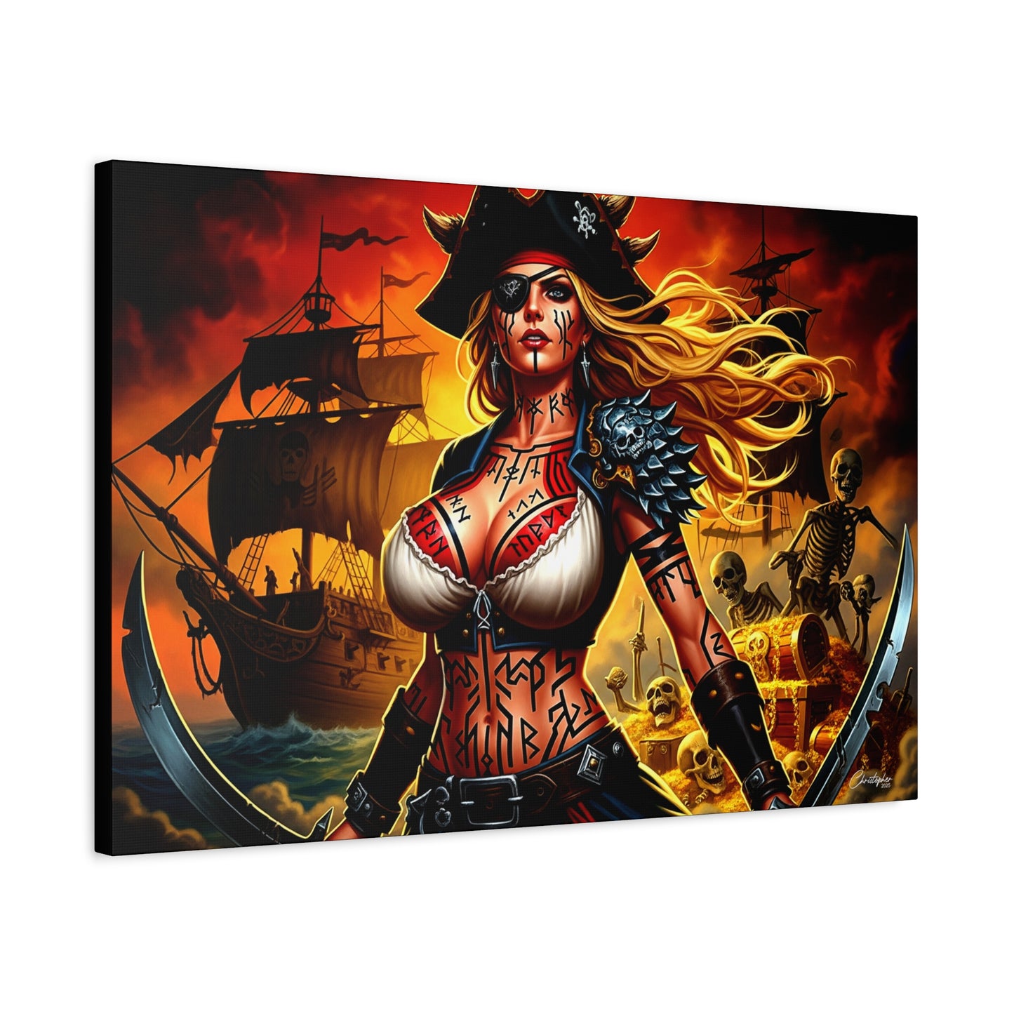 Bold Pirate Canvas Print, Nautical Wall Art, Gothic Home Decor, Pirate Lover Gift, Spooky Halloween Decoration, Adventure Wall Hanging