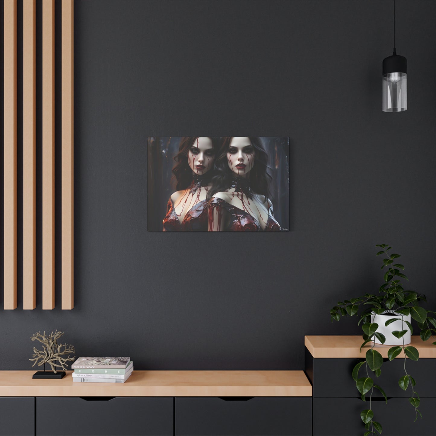 Gothic Vampire Canvas Art, Wall Decor, Horror Artwork, Halloween Home Decor, Spooky Room Accent, Unique Gift Idea
