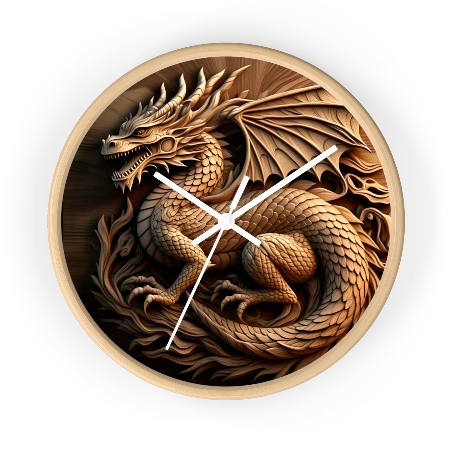 Dragon Carved Wall Clock, Mythical Decor for Fantasy Lovers, Unique Gift for Home, Office, and Collectors, Perfect for Halloween