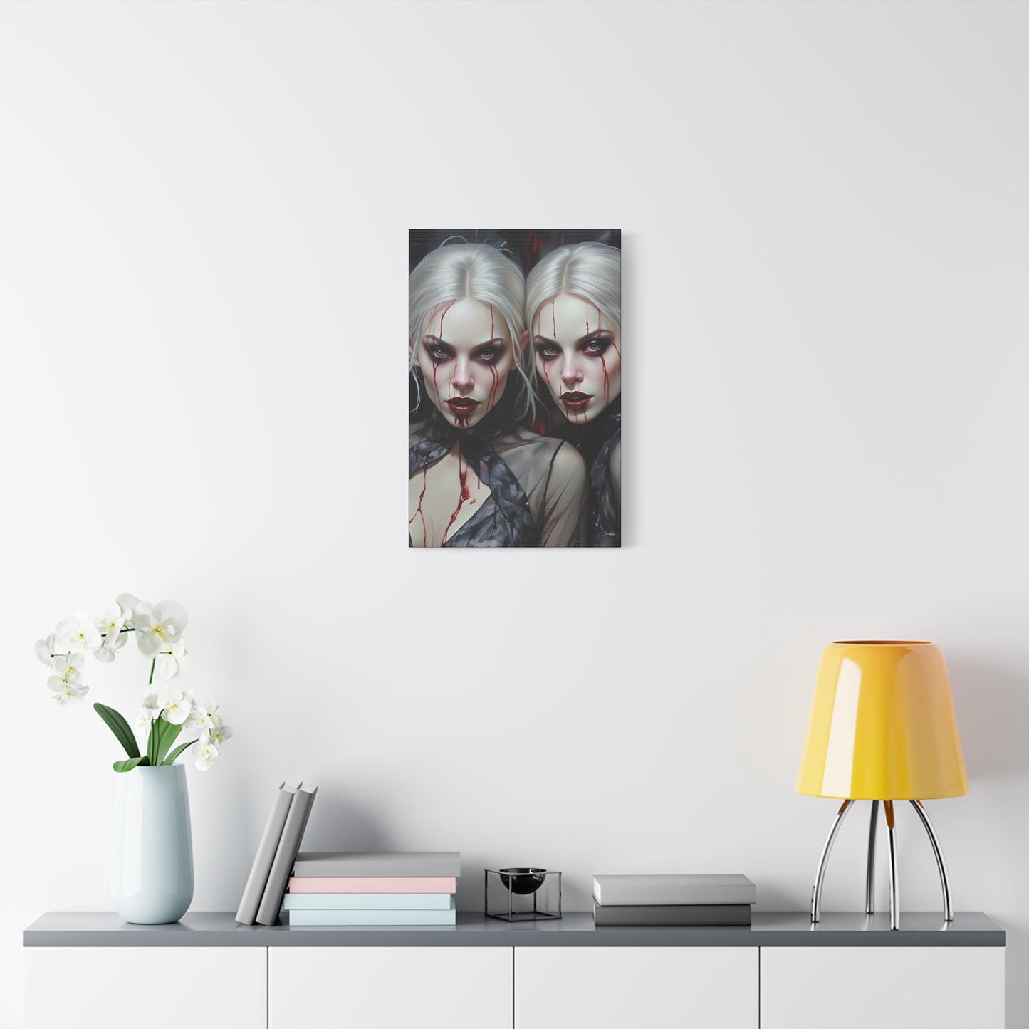 Gothic Canvas Art Print, Dark Fantasy Wall Decor, Horror Art, Halloween Home Decor, Vampire Artwork, Unique Gift for Spooky Season