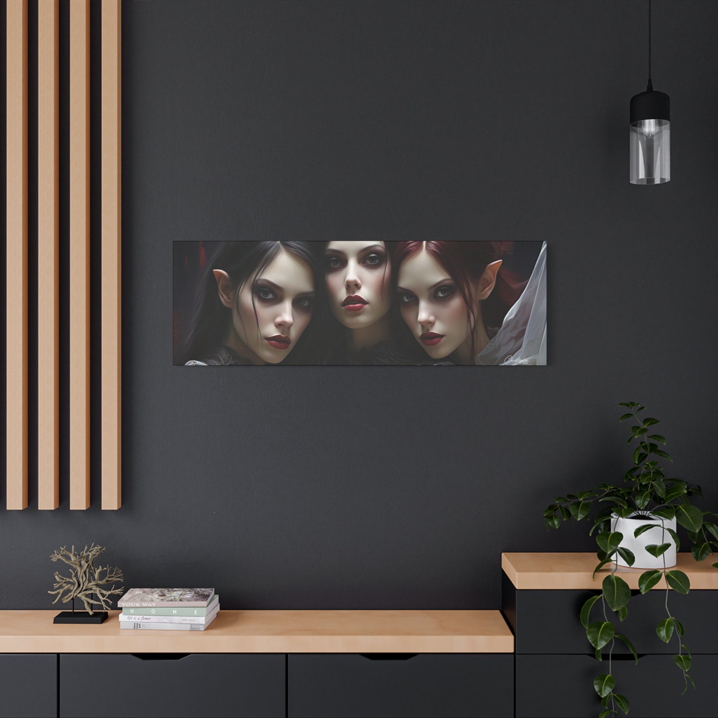 Gothic Wall Art Canvas, Fantasy Home Decor, Unique Gift for Halloween, Witchy Vibe Art, Dark Aesthetic Room Decor