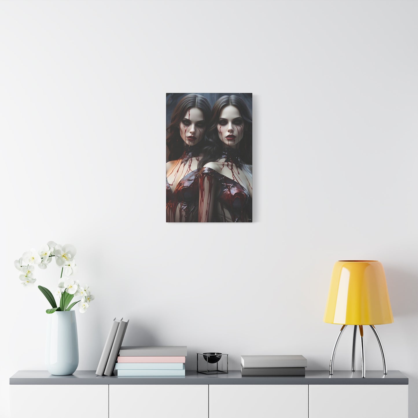Gothic Vampire Canvas Art, Wall Decor, Horror Artwork, Halloween Home Decor, Spooky Room Accent, Unique Gift Idea