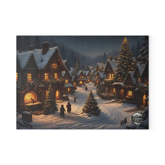 Winter Wonderland Glass Cutting Board for Holiday Cooking, Kitchen Decor, Unique Gift, Winter Home Decor, Christmas Kitchen Essentials