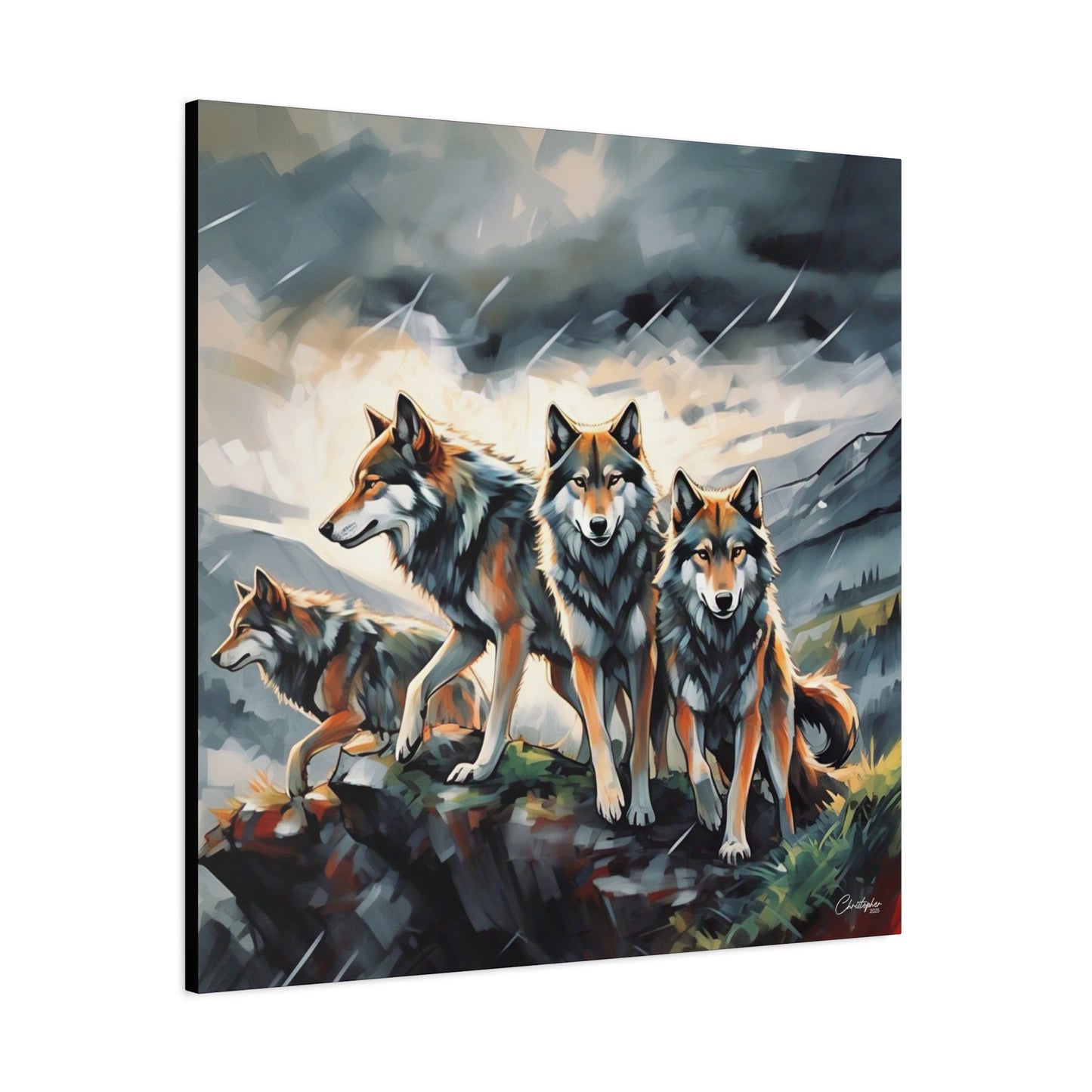 Wolf Family Matte Canvas Art, Home Decor, Animal Lovers Gift, Nature Wall Art, Wildlife Art Print, Outdoor Enthusiasts Decor