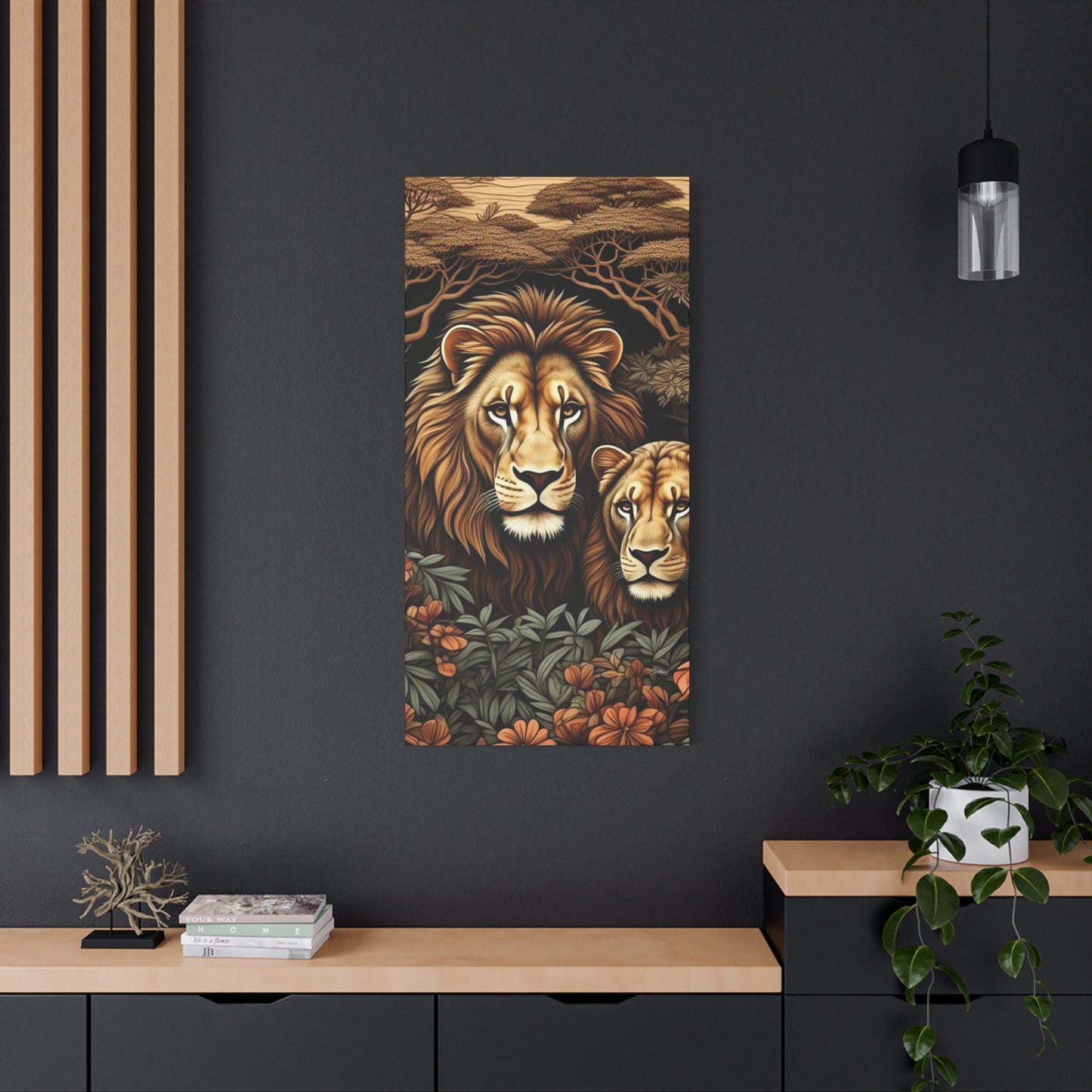Majestic Lion Family Canvas Wall Art, Animal Lovers Decor, Wildlife Home Accent, Gift for Nature Enthusiasts, Meaningful Family Art
