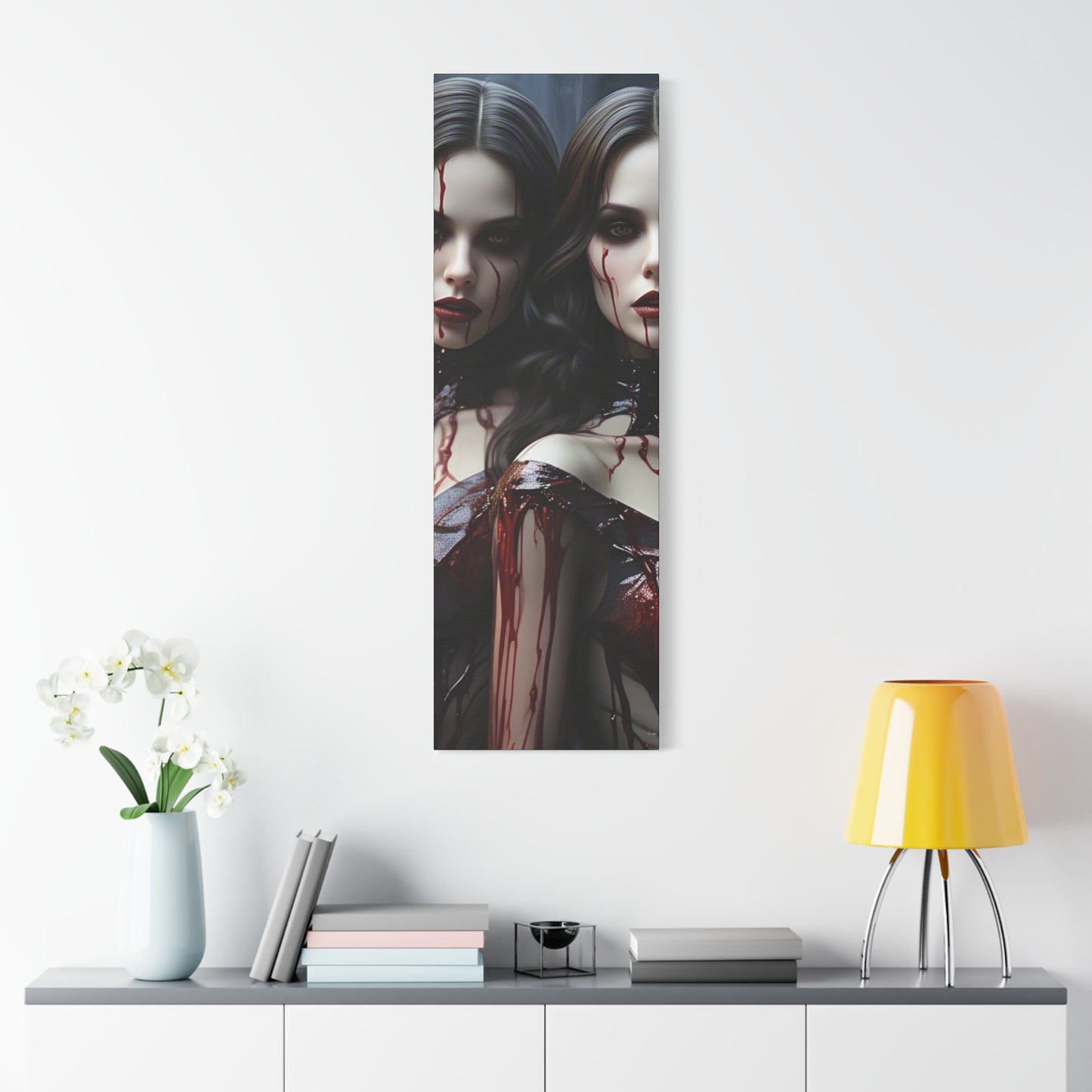 Gothic Vampire Canvas Art, Wall Decor, Horror Artwork, Halloween Home Decor, Spooky Room Accent, Unique Gift Idea