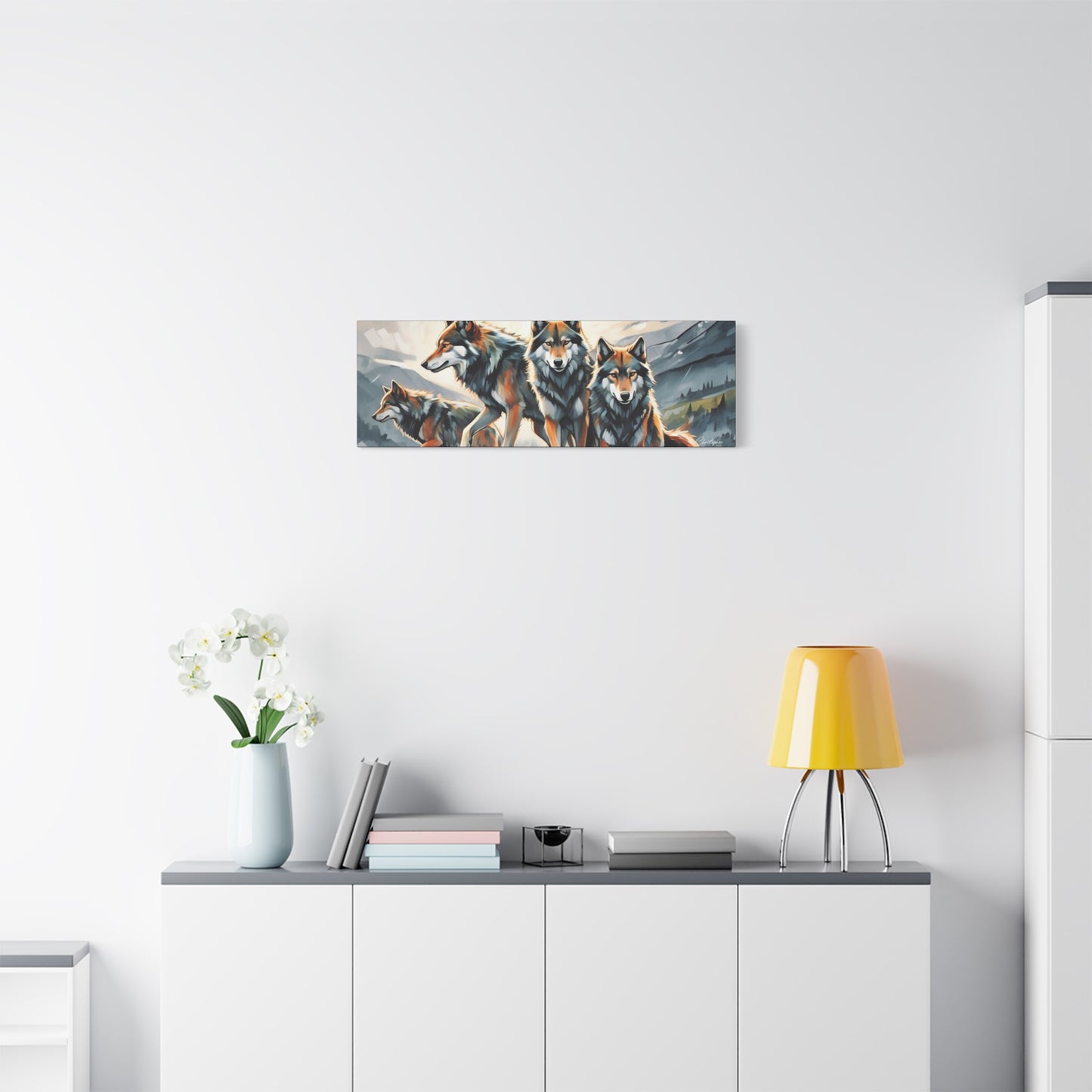 Wolf Family Matte Canvas Art, Home Decor, Animal Lovers Gift, Nature Wall Art, Wildlife Art Print, Outdoor Enthusiasts Decor