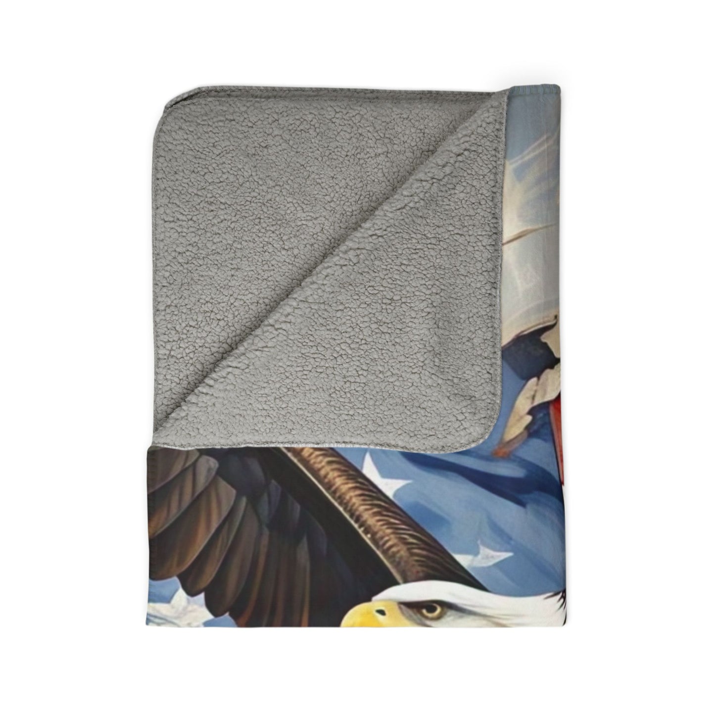 Patriotic Fleece Sherpa Blanket, Cozy Throw, Eagle Design, Great for Home Decor, Gifts for Veterans, Memorial Day, Independence Day