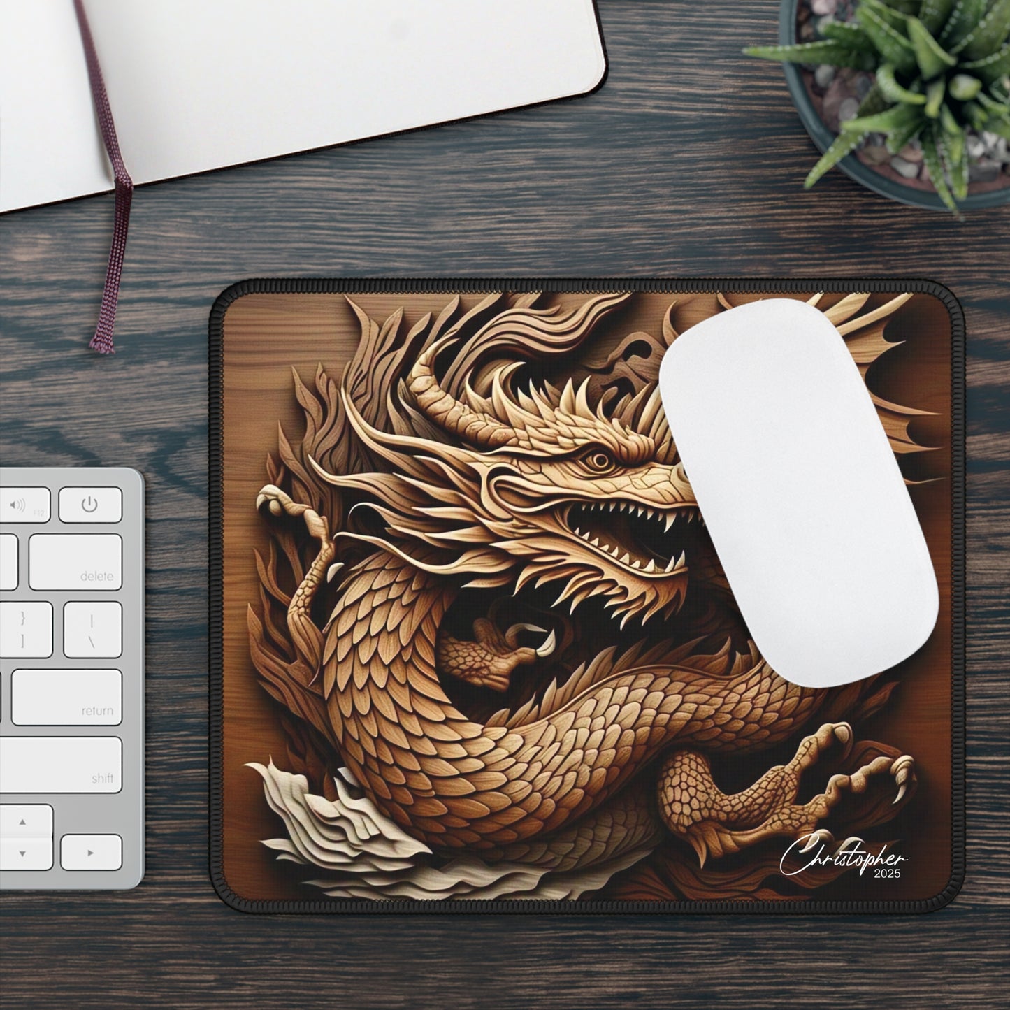 Dragon-Sculpted Gaming Mouse Pad, Gamer Desk Decor, PC Accessories, Gaming Gift, Dragon Art Mousepad