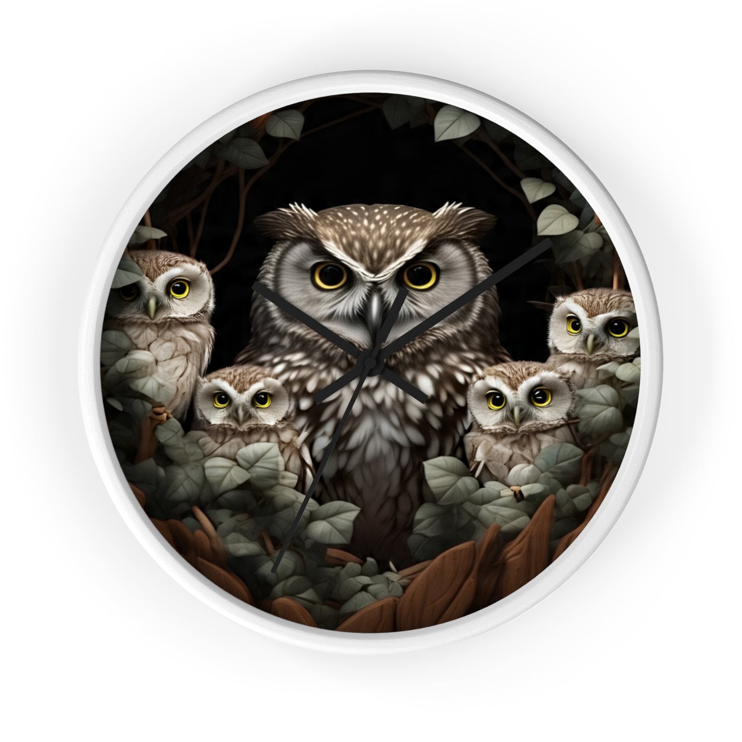 Charming Owl Family Wall Clock, Cute Owl Decor, Nature Lover Gift, Woodland Home Decor, Perfect for Kids Rooms or Bird Enthusiasts