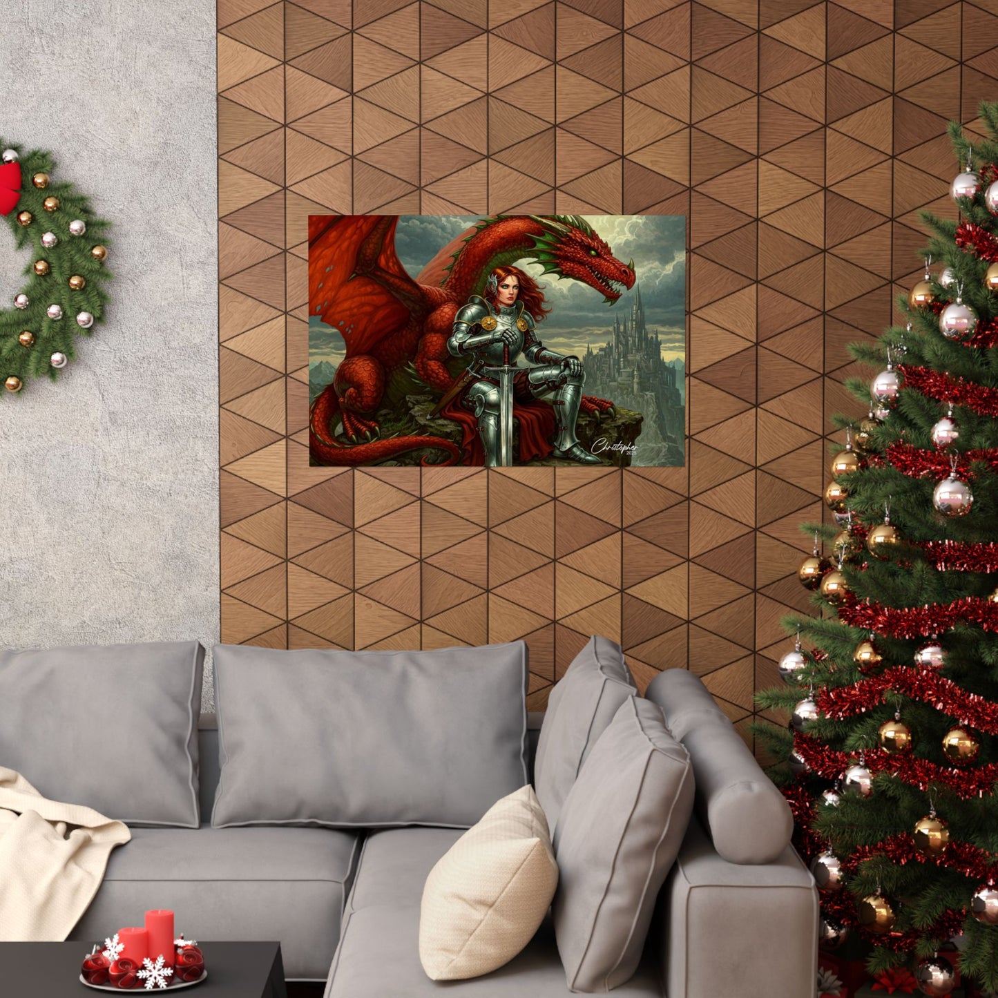 Fantasy Dragon Art Print, Horizontal Matte Poster, Fantasy Home Decor, Medieval Wall Art, Gift for Fantasy Lovers