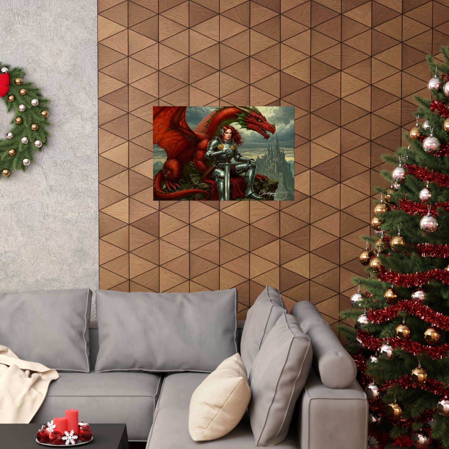 Fantasy Dragon Art Print, Horizontal Matte Poster, Fantasy Home Decor, Medieval Wall Art, Gift for Fantasy Lovers