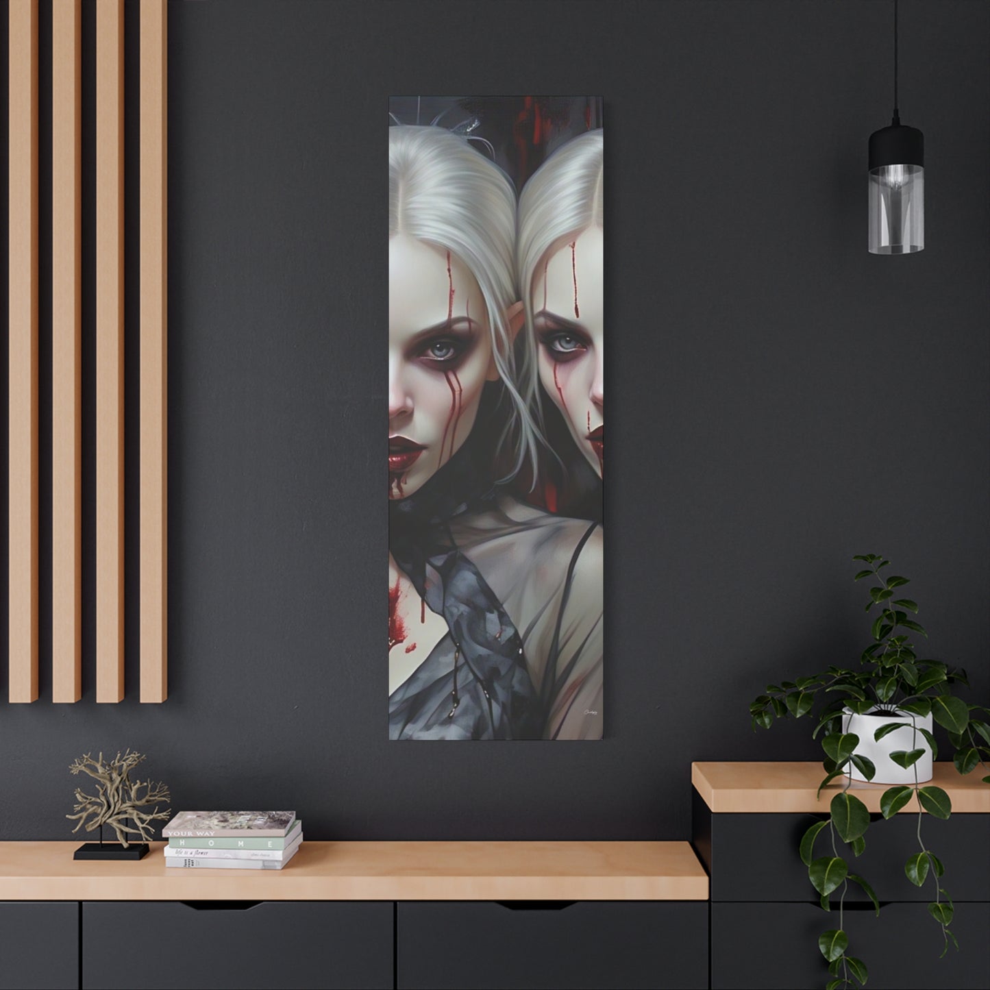 Gothic Canvas Art Print, Dark Fantasy Wall Decor, Horror Art, Halloween Home Decor, Vampire Artwork, Unique Gift for Spooky Season