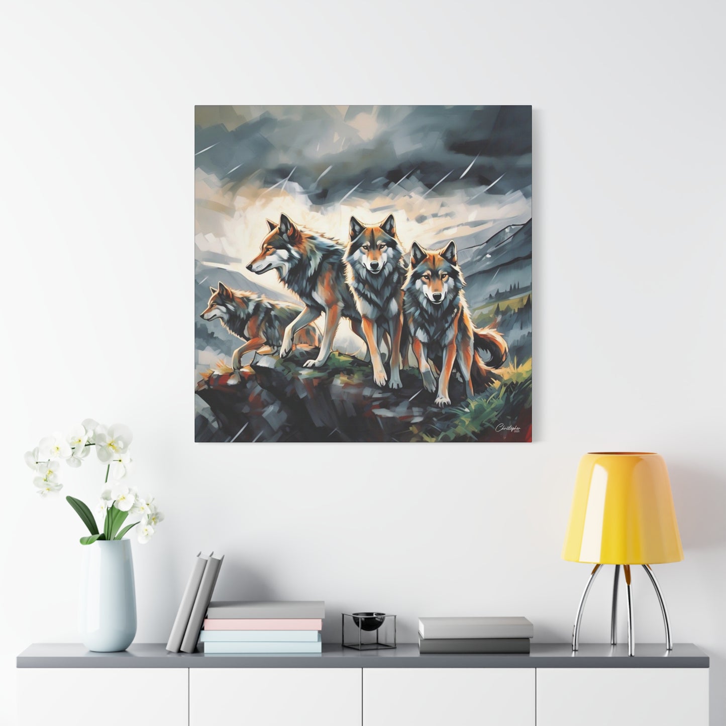 Wolf Family Matte Canvas Art, Home Decor, Animal Lovers Gift, Nature Wall Art, Wildlife Art Print, Outdoor Enthusiasts Decor