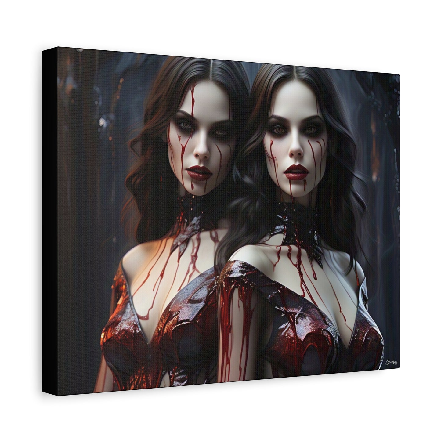 Gothic Vampire Canvas Art, Wall Decor, Horror Artwork, Halloween Home Decor, Spooky Room Accent, Unique Gift Idea