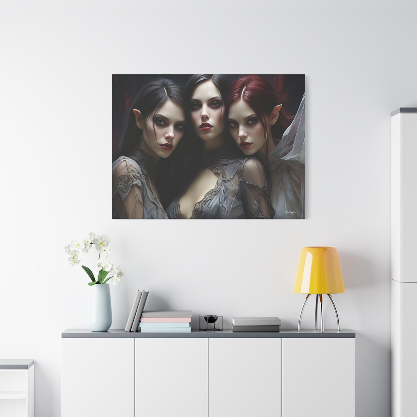 Gothic Wall Art Canvas, Fantasy Home Decor, Unique Gift for Halloween, Witchy Vibe Art, Dark Aesthetic Room Decor