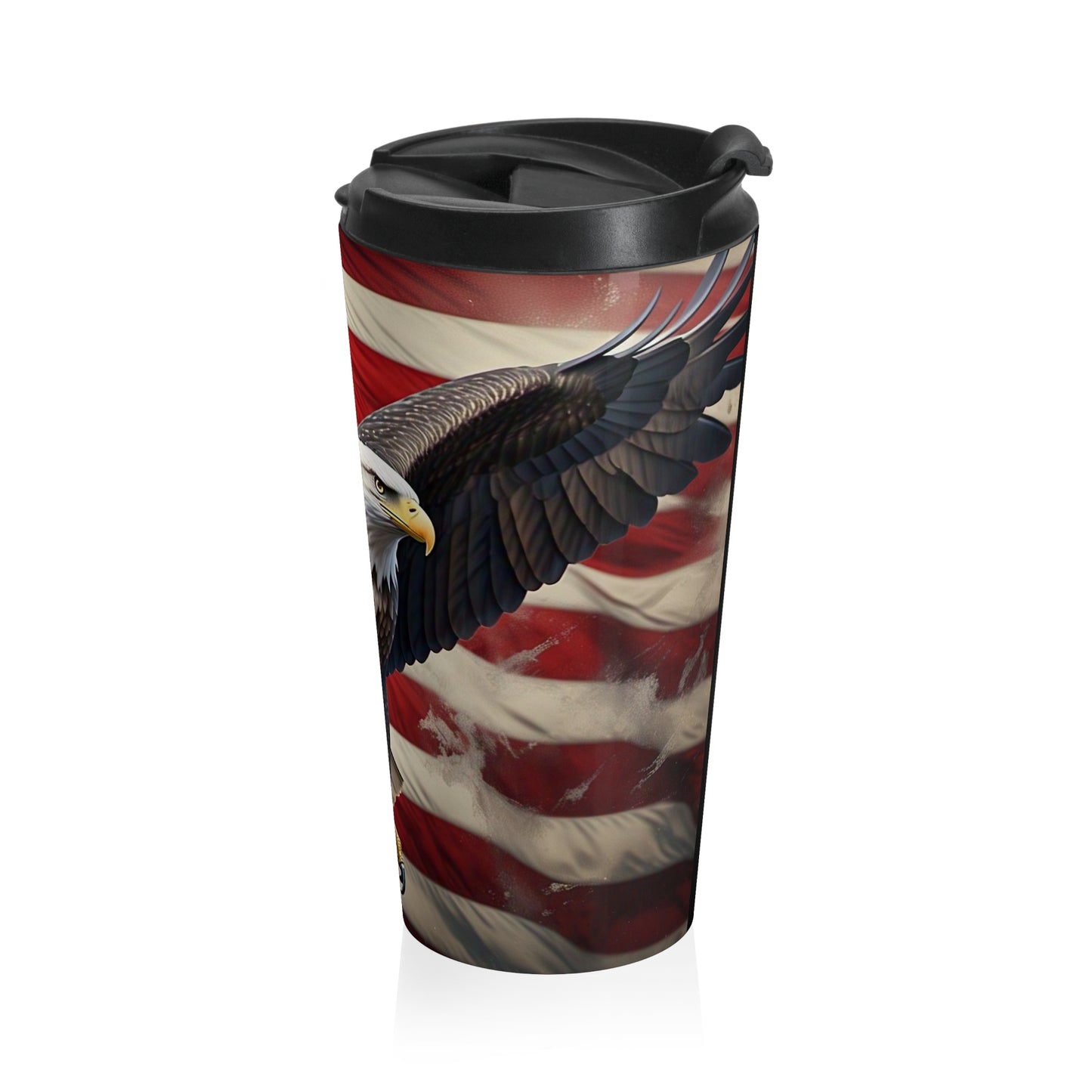 Patriotic Eagle Travel Mug | Stainless Steel Travel Cup, American Flag Mug, Gift for Veterans, Outdoor Enthusiast, Memorial Day Gift