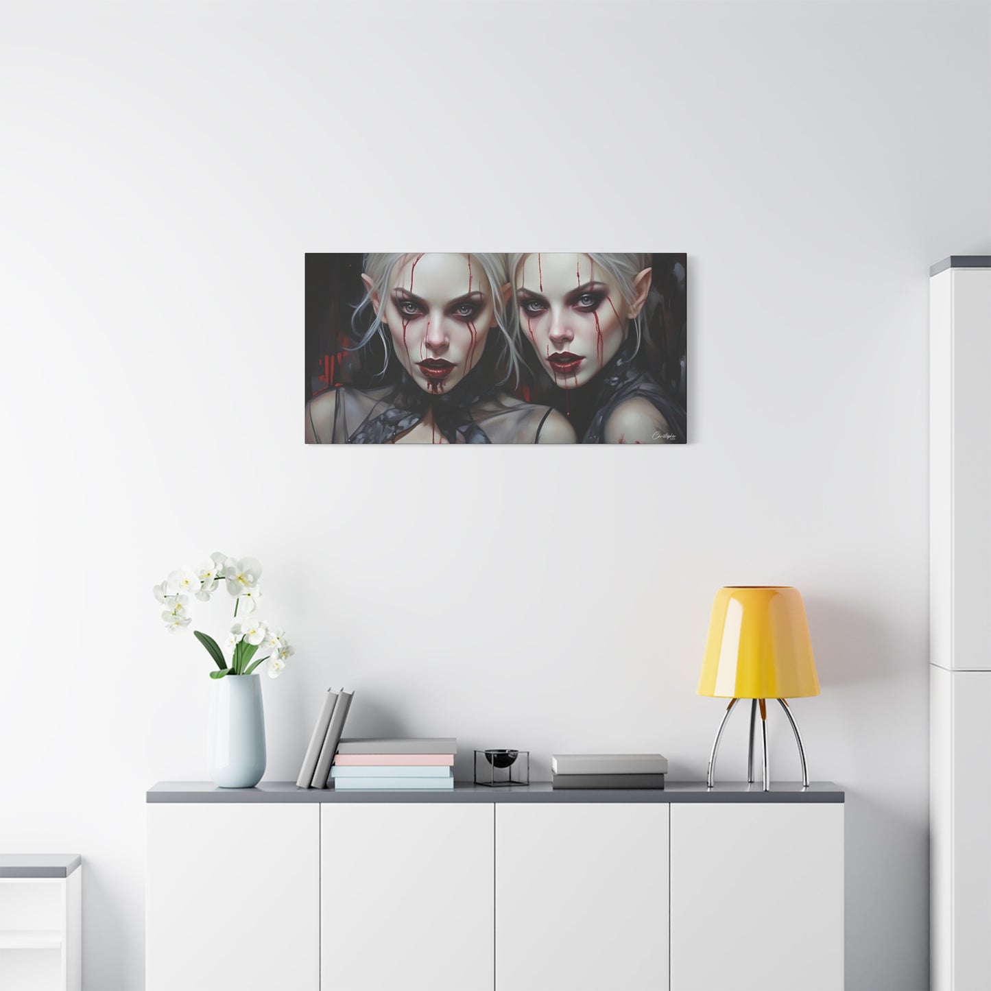 Gothic Canvas Art Print, Dark Fantasy Wall Decor, Horror Art, Halloween Home Decor, Vampire Artwork, Unique Gift for Spooky Season
