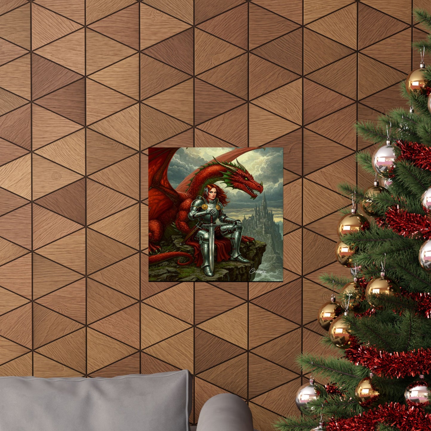 Fantasy Dragon Art Print, Horizontal Matte Poster, Fantasy Home Decor, Medieval Wall Art, Gift for Fantasy Lovers