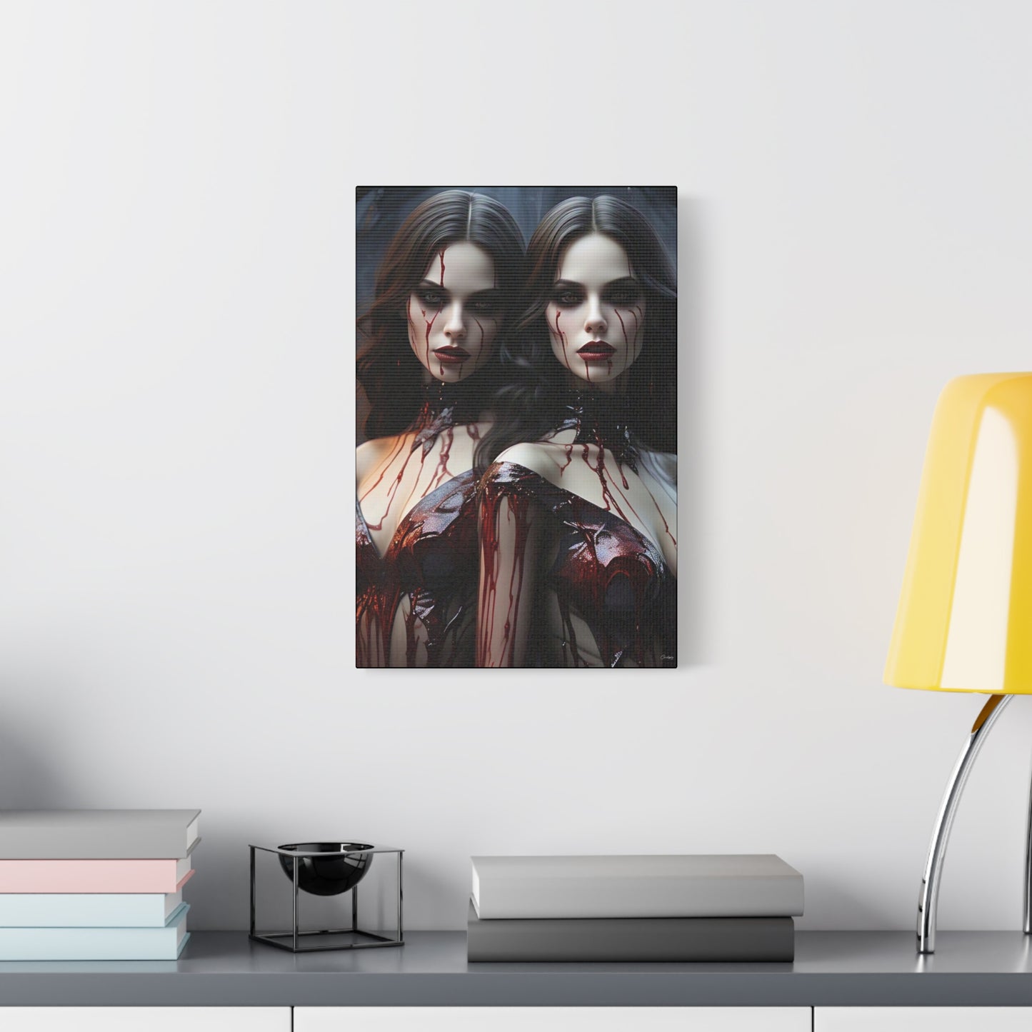 Gothic Vampire Canvas Art, Wall Decor, Horror Artwork, Halloween Home Decor, Spooky Room Accent, Unique Gift Idea