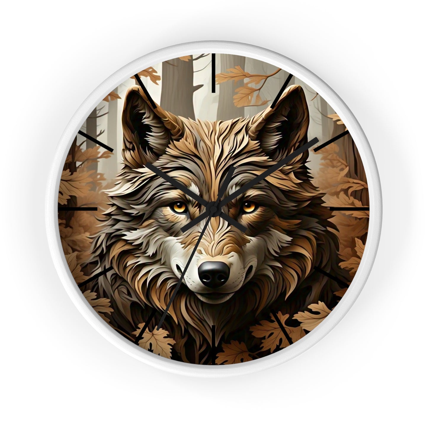 Wolf-Themed Wall Clock | Rustic Home Decor, Animal Lovers Gift, Woodland Lodge Accent, Nature-Inspired Wall Art, Unique Timepiece
