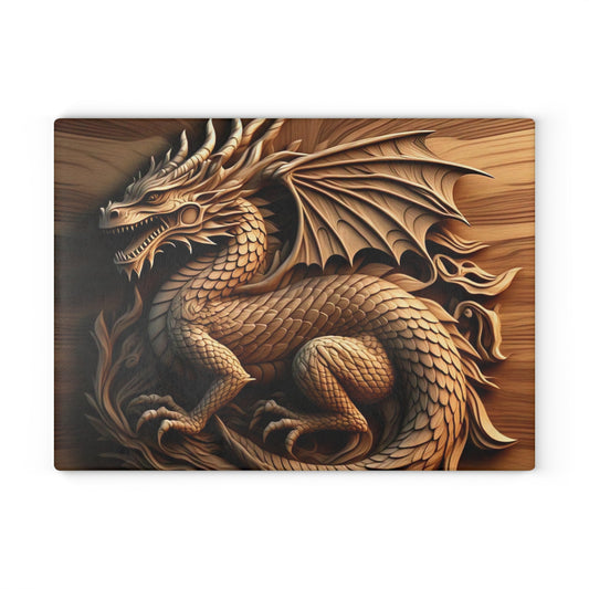 Handcrafted Dragon Glass Cutting Board, Kitchen Decor, Unique Gift for Chefs, Dragon Lover's Gift, Culinary Art
